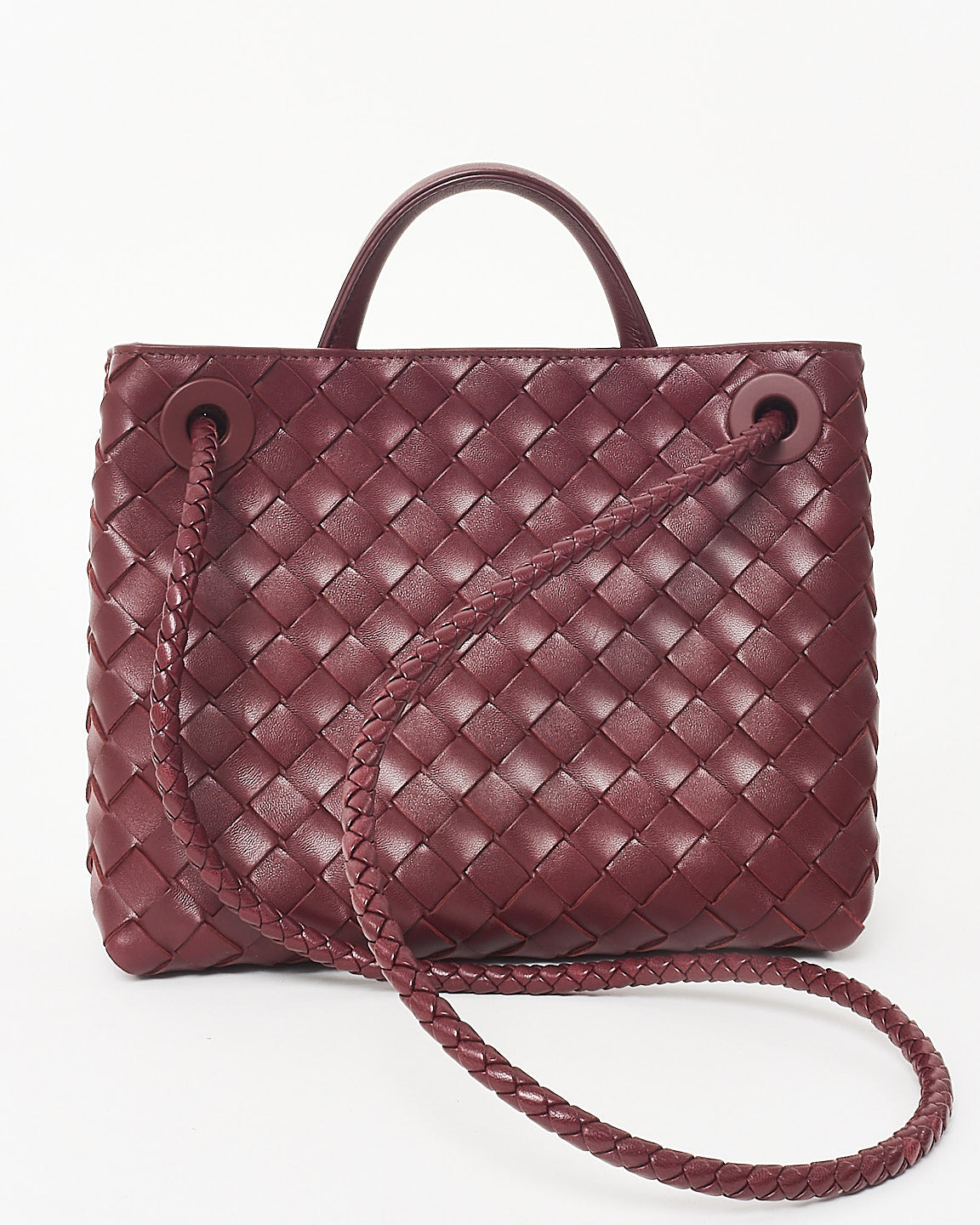 Bottega Veneta Red Barolo Intrecciato Leather Small Andiamo Bag