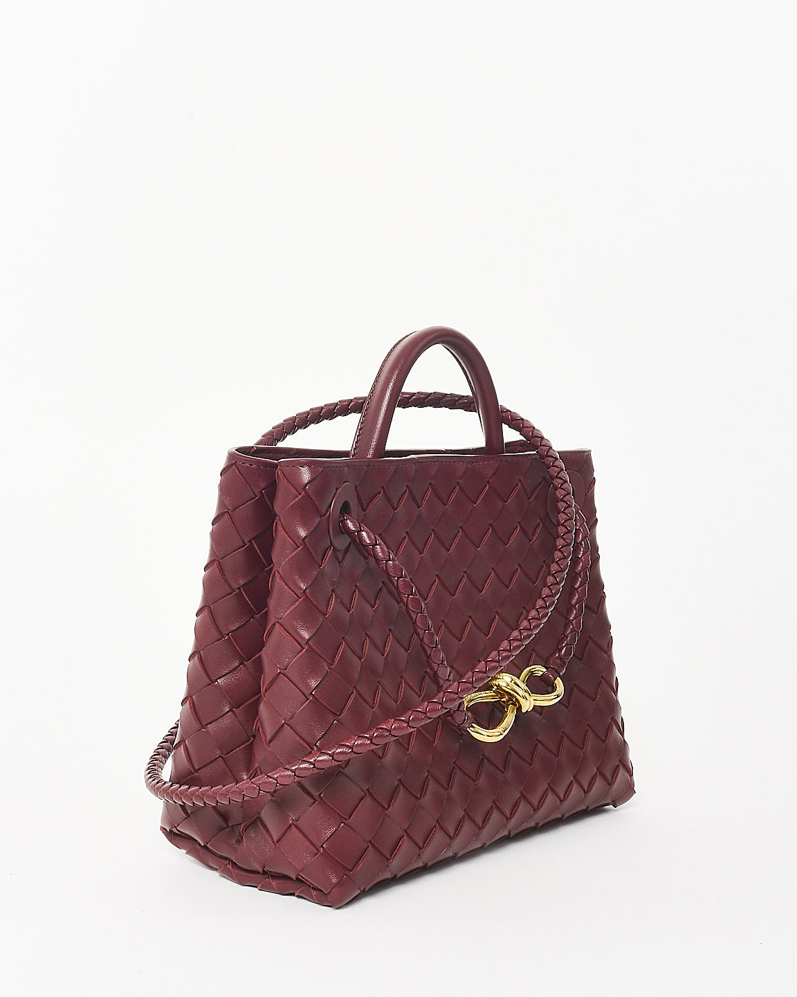 Bottega Veneta Red Barolo Intrecciato Leather Small Andiamo Bag