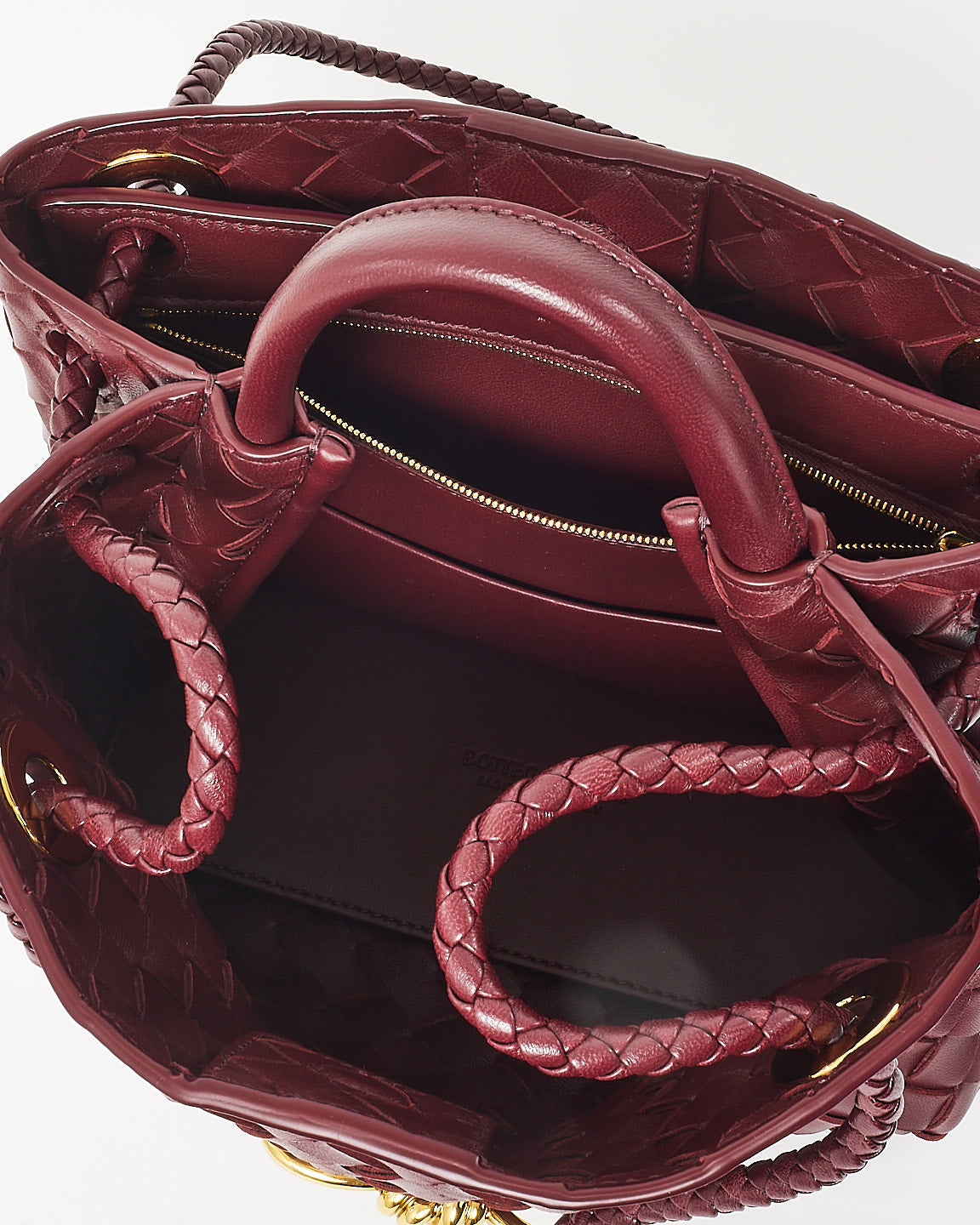 Bottega Veneta Red Barolo Intrecciato Leather Small Andiamo Bag