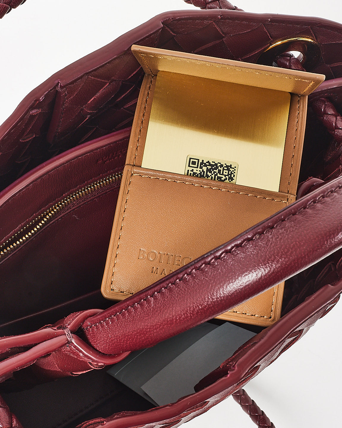 Bottega Veneta Red Barolo Intrecciato Leather Small Andiamo Bag