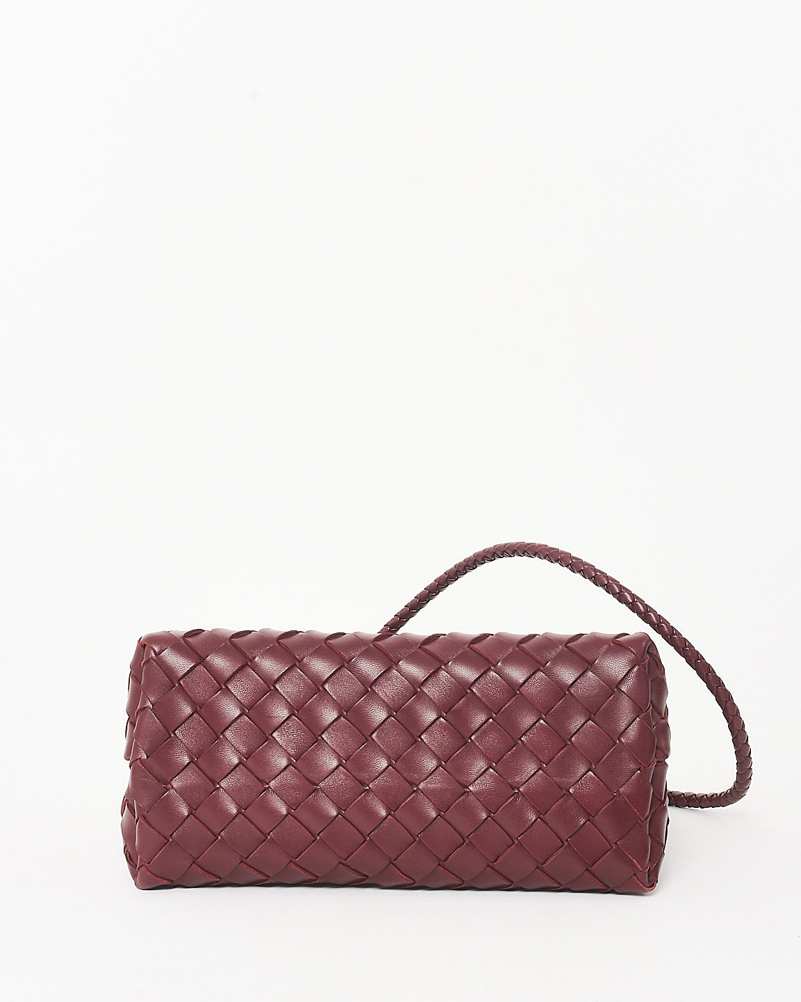 Bottega Veneta Red Barolo Intrecciato Leather Small Andiamo Bag