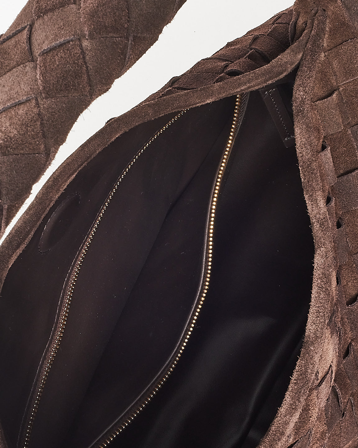 Bottega Veneta Brown Fondant Intrecciato Suede Small Hop Shoulder Bag