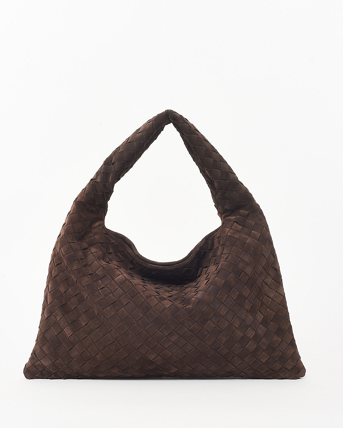 Bottega Veneta Brown Fondant Intrecciato Suede Small Hop Shoulder Bag