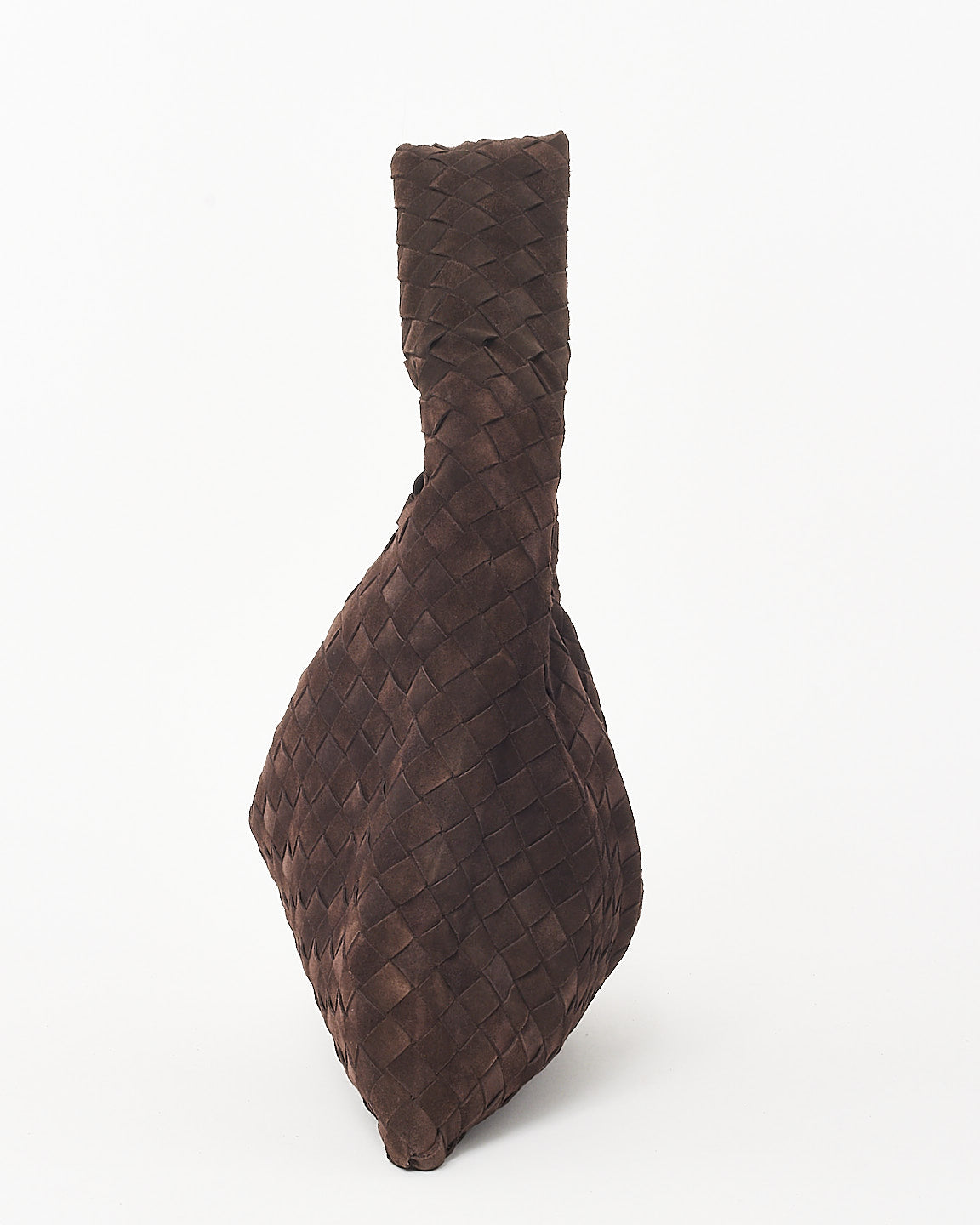 Bottega Veneta Brown Fondant Intrecciato Suede Small Hop Shoulder Bag