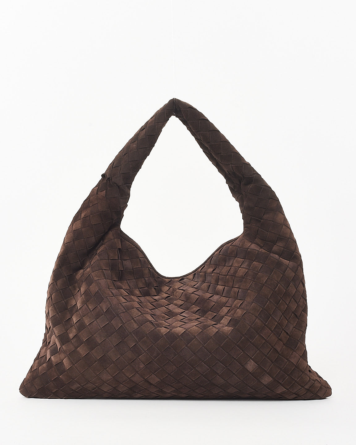 Bottega Veneta Brown Fondant Intrecciato Suede Small Hop Shoulder Bag