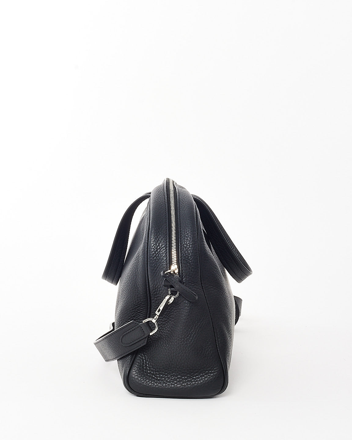 The Row Black Grained Leather Soft Bowling Tote Bag w/ Strap