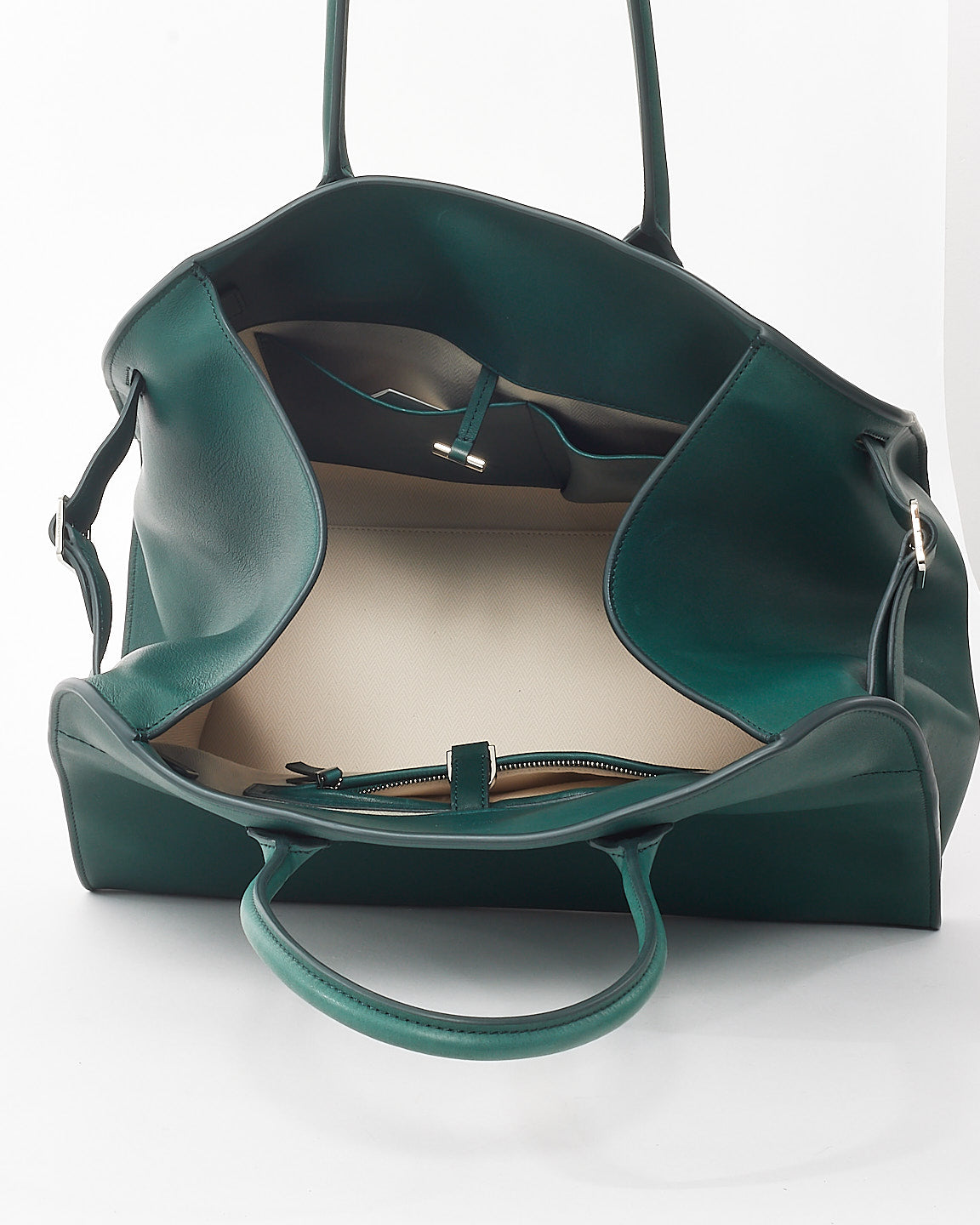 The Row Cyprus Green Smooth Leather Soft Margaux 15 Bag