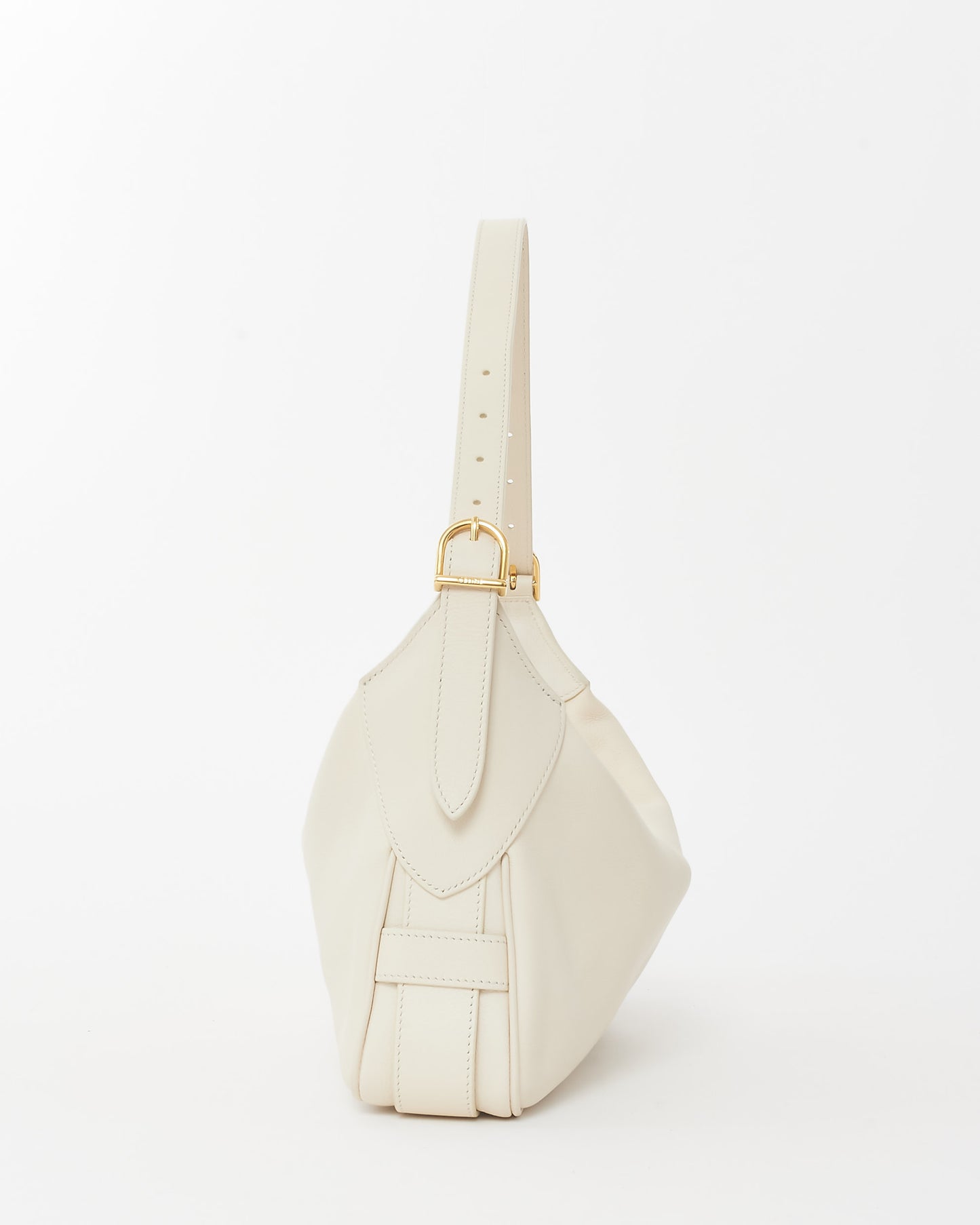 Celine White Leather Medium Romy Shoulder Bag