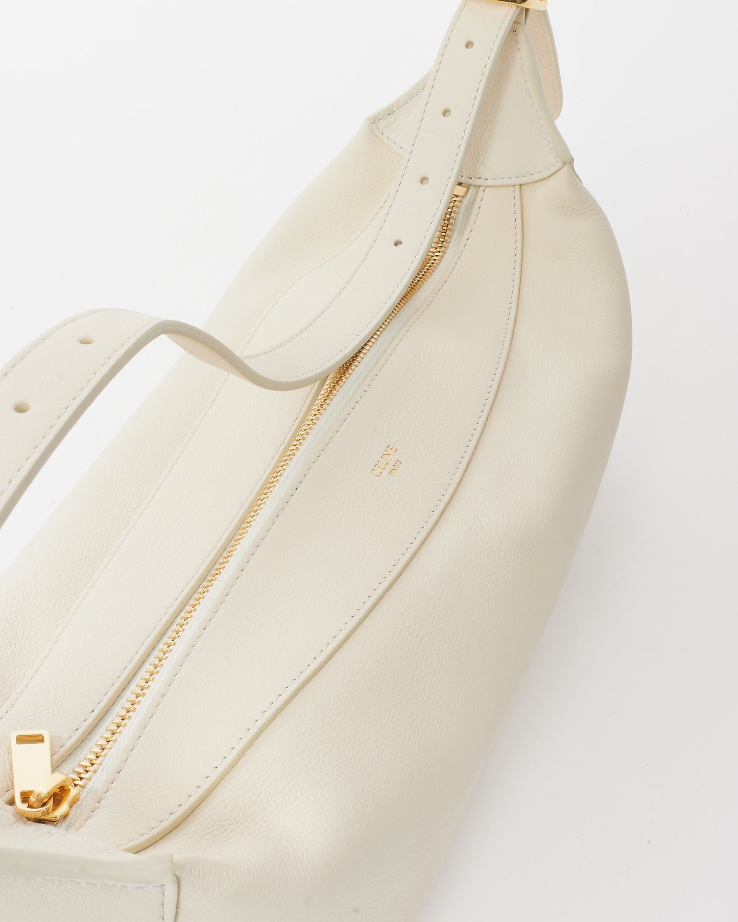 Celine White Leather Medium Romy Shoulder Bag