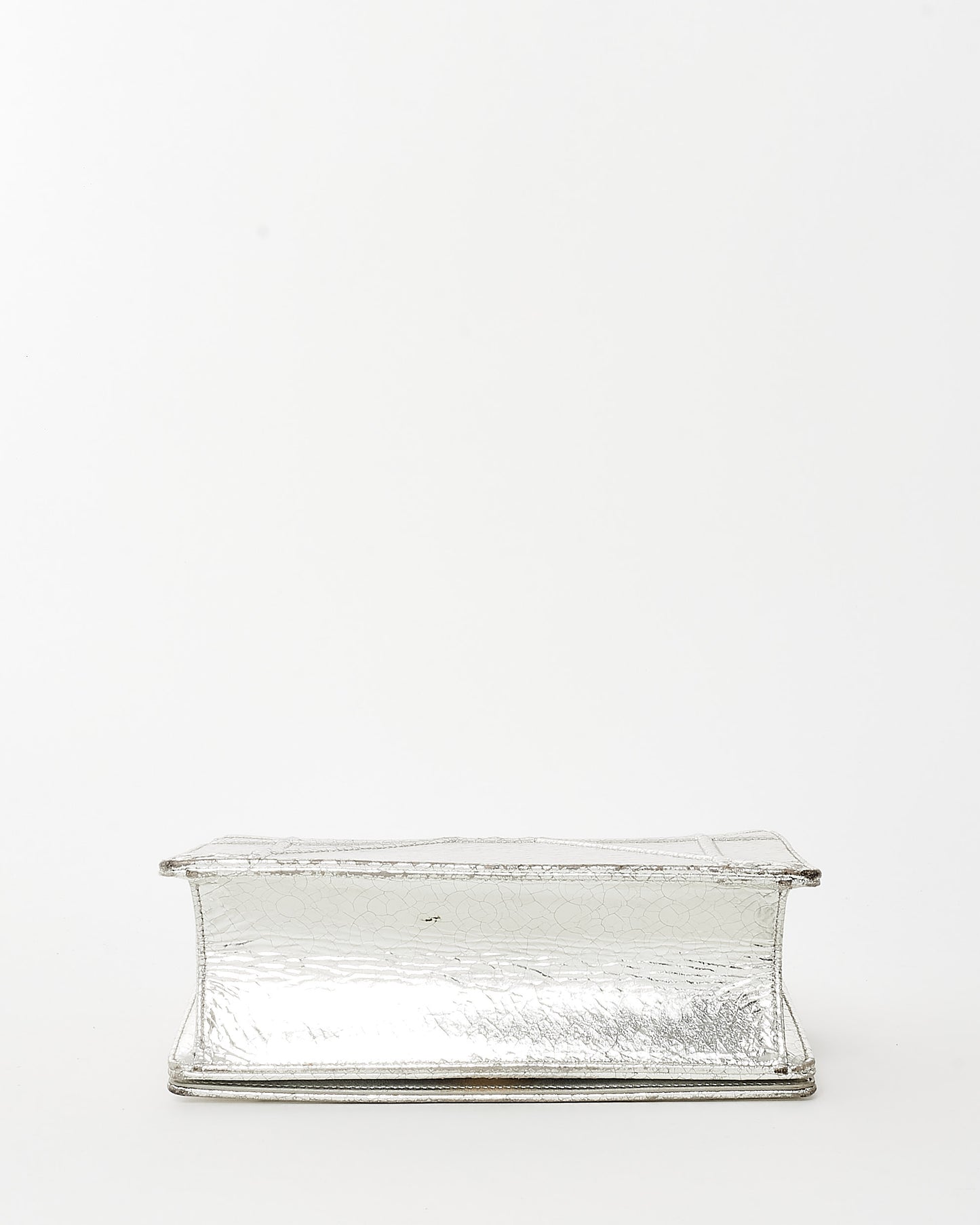 Dior Metallic Silver Crackled Leather Small Diorama Flap Bag