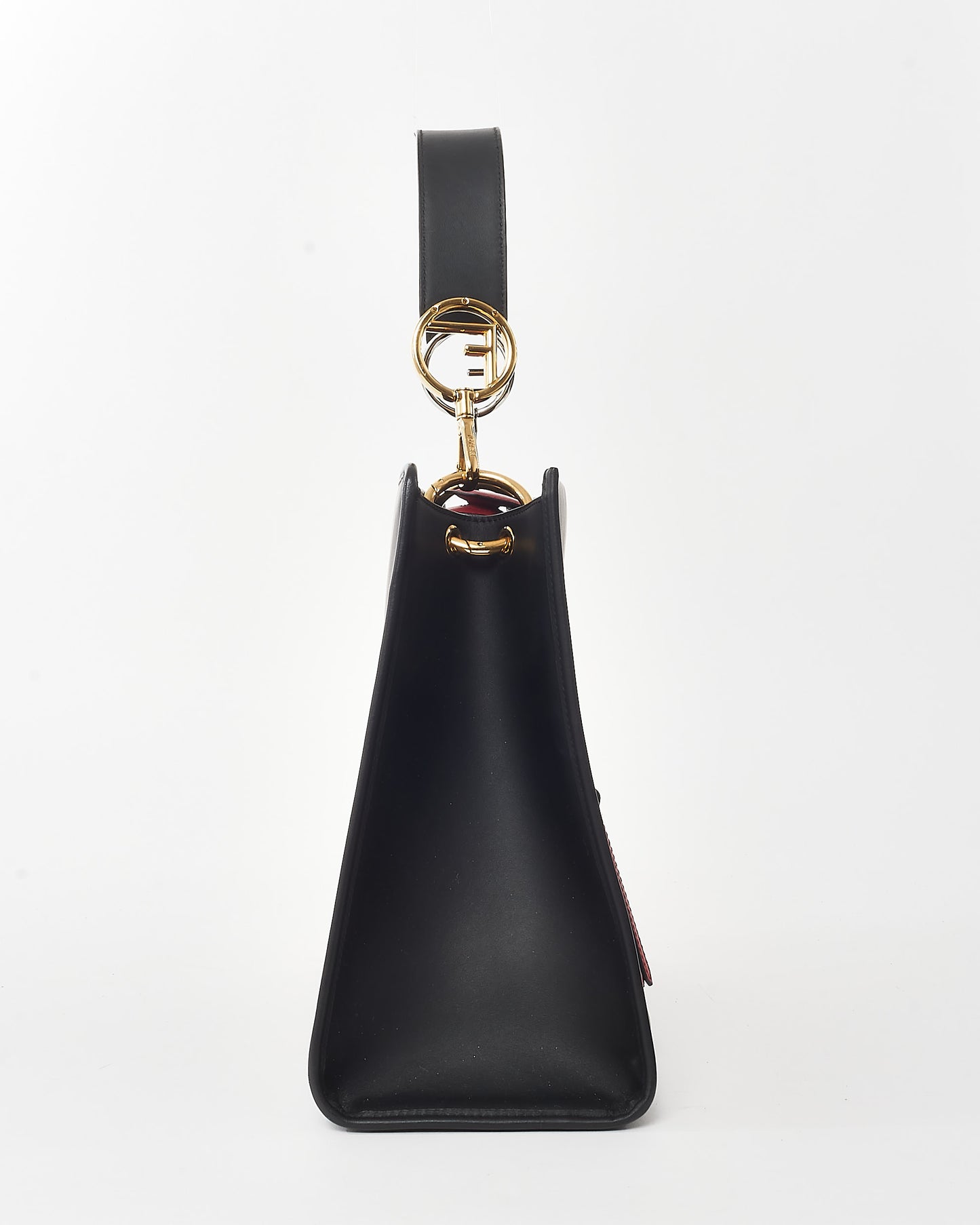 Fendi Black & Monogram FF Zucca Print Leather Runaway Tote w/ Strap