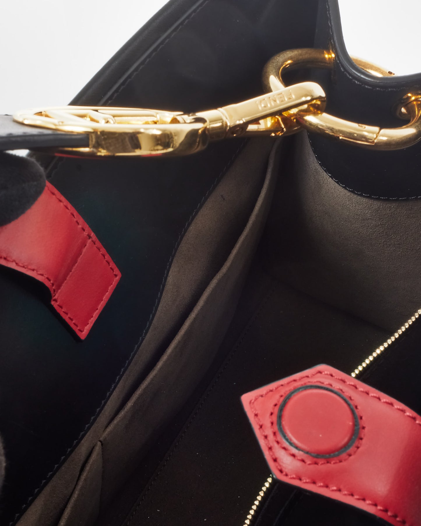 Fendi Black & Monogram FF Zucca Print Leather Runaway Tote w/ Strap