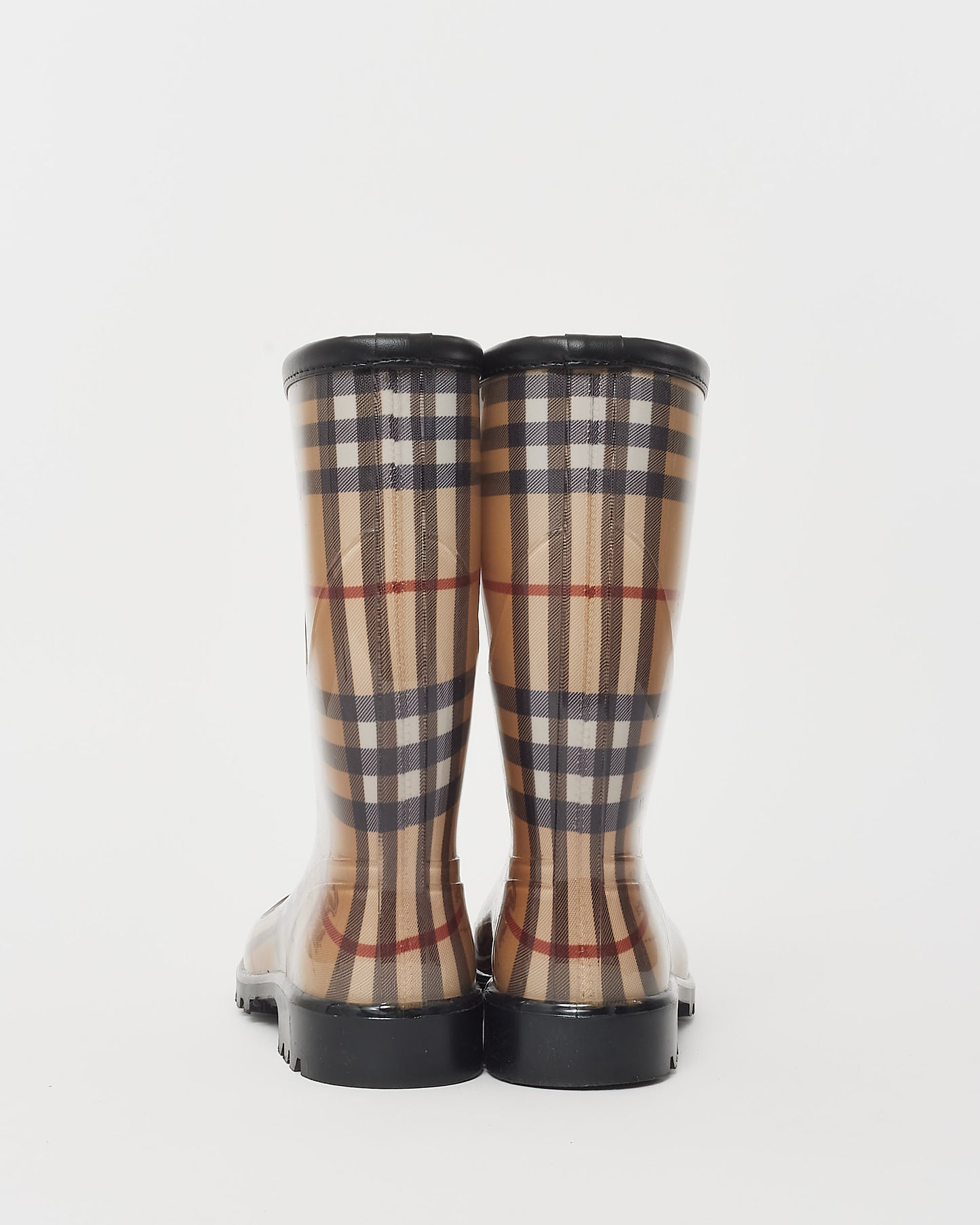 Burberry Beige Haymarket Check Rubber Mid-Calf Rain Boots - 40
