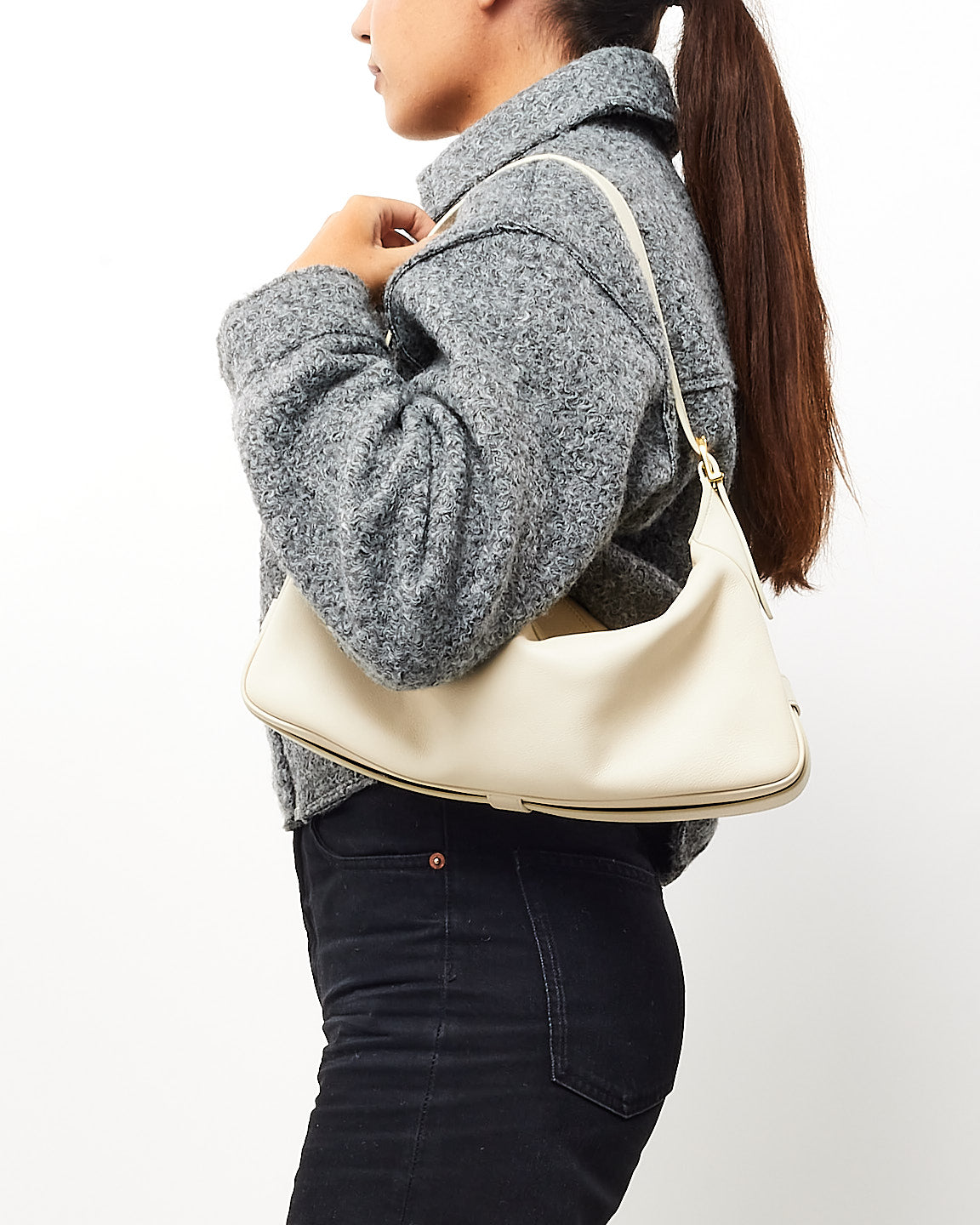 Celine White Leather Medium Romy Shoulder Bag