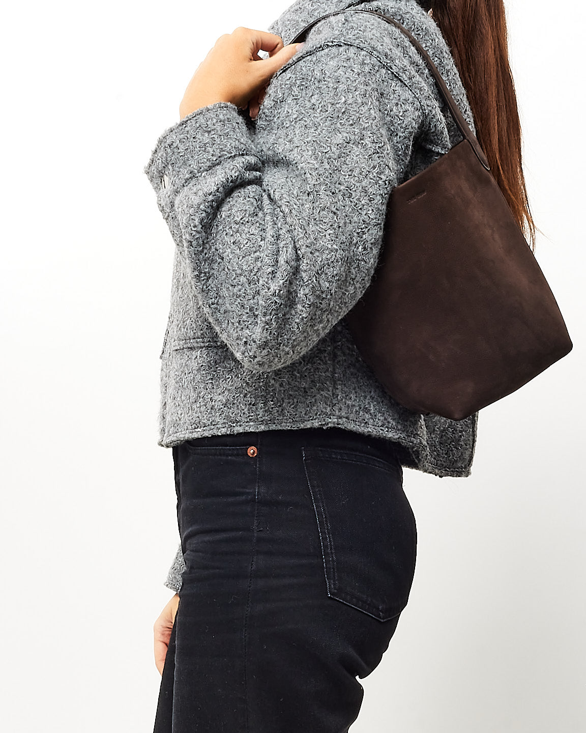 The Row Brown Suede Small N/S Park Tote Bag