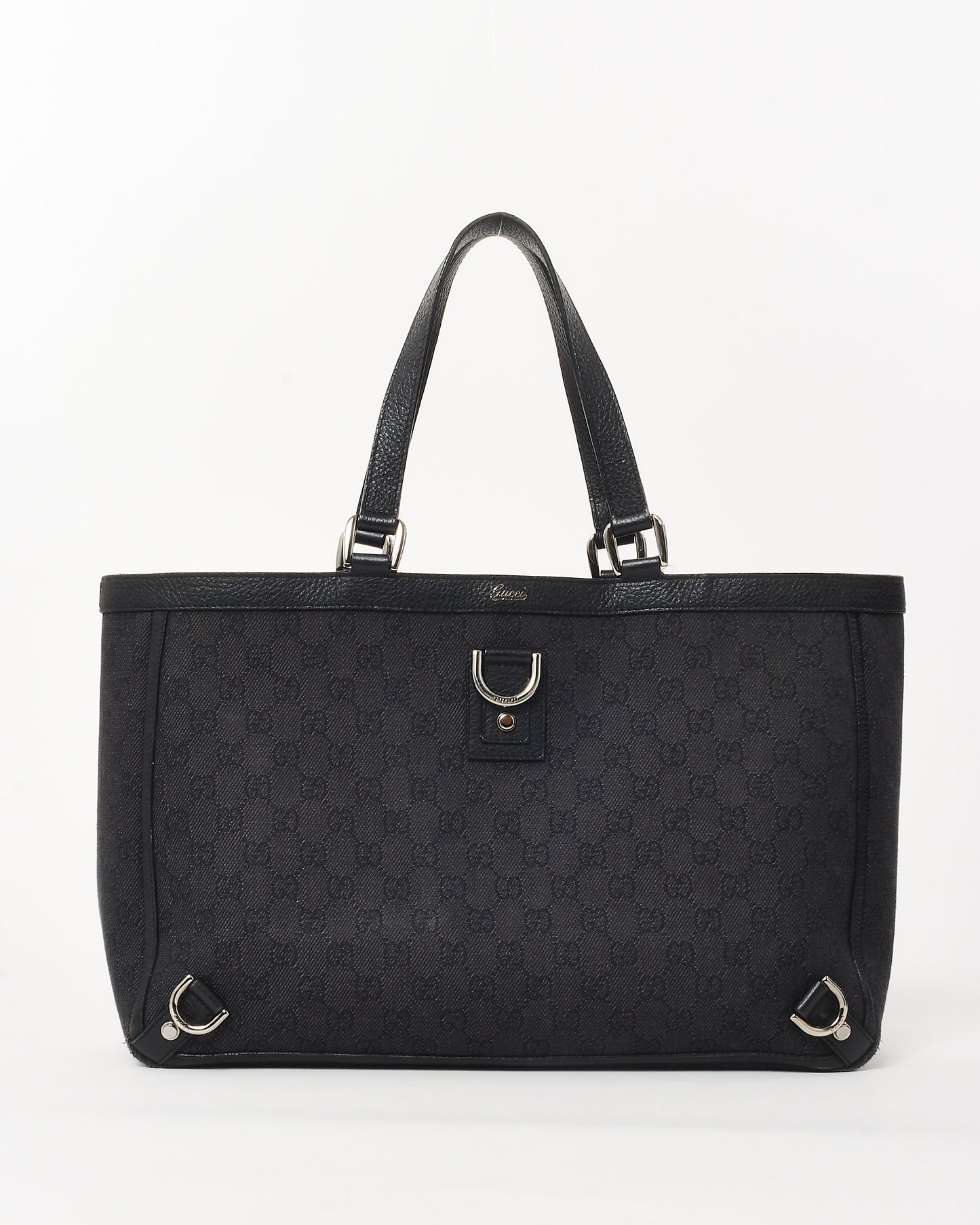 Gucci Black Monogram GG Canvas Abbey Large D-Ring Tote Bag