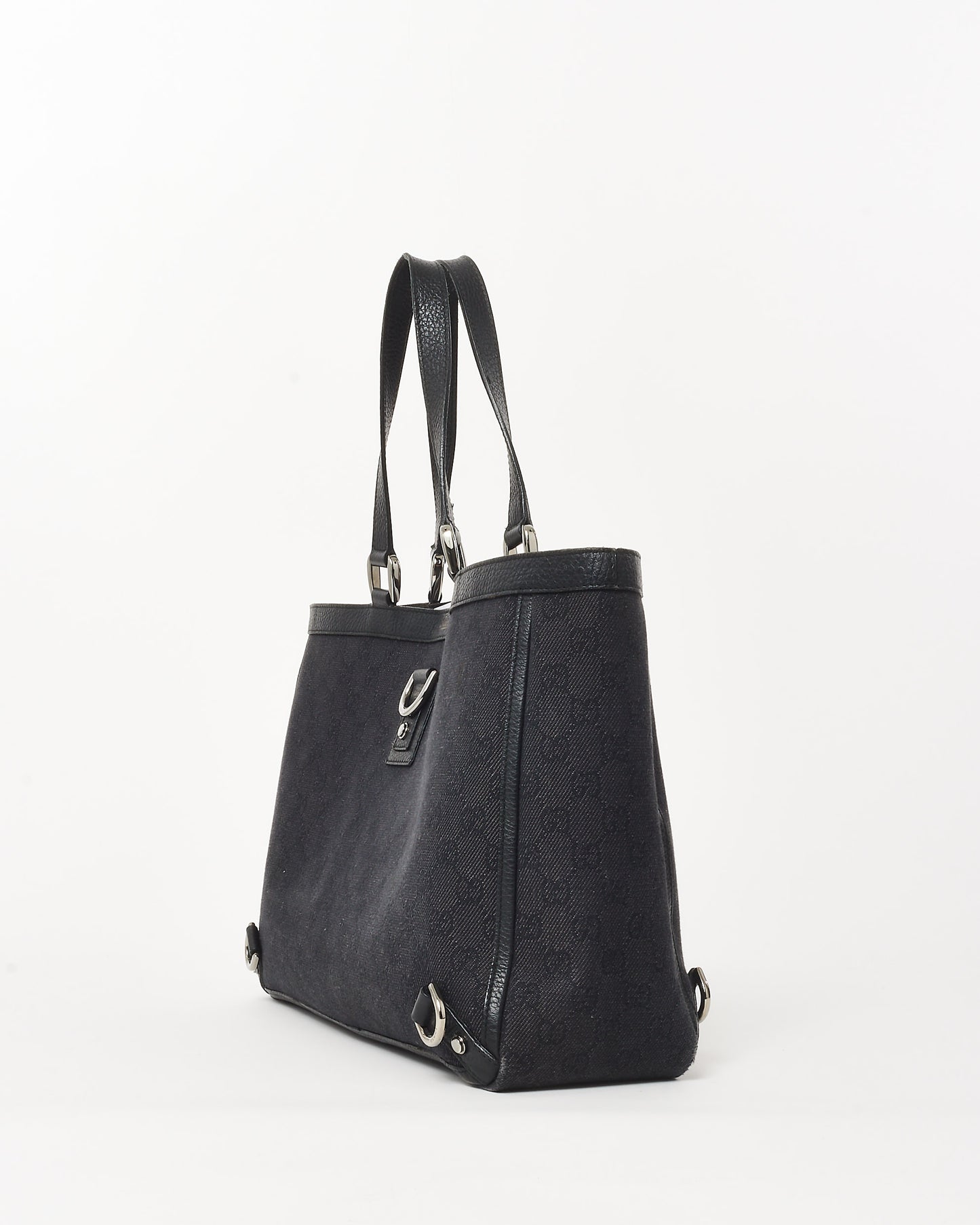 Gucci Black Monogram GG Canvas Abbey Large D-Ring Tote Bag