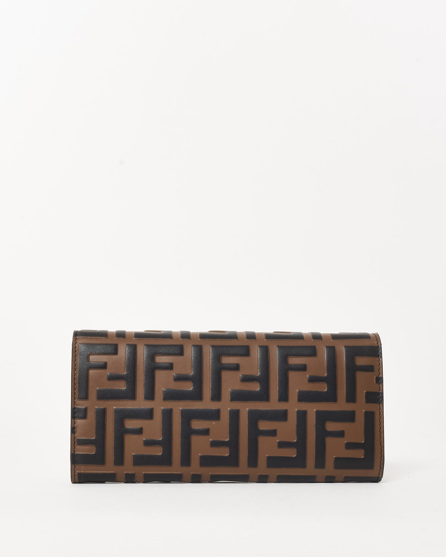 Fendi Brown and Black FF Embossed Leather Diamonds Continental Wallet with Chain Bag