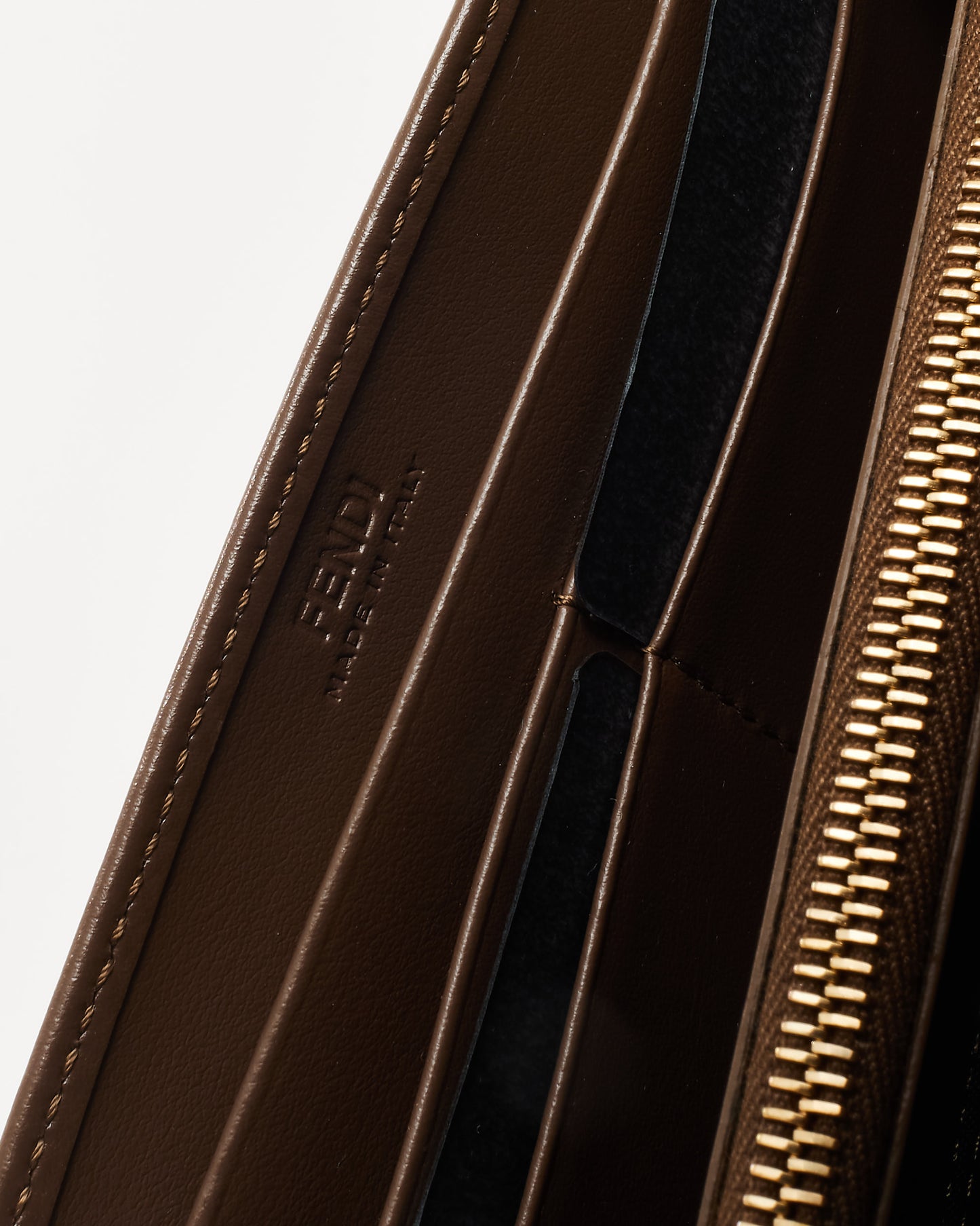 Fendi Brown and Black FF Embossed Leather Diamonds Continental Wallet with Chain Bag