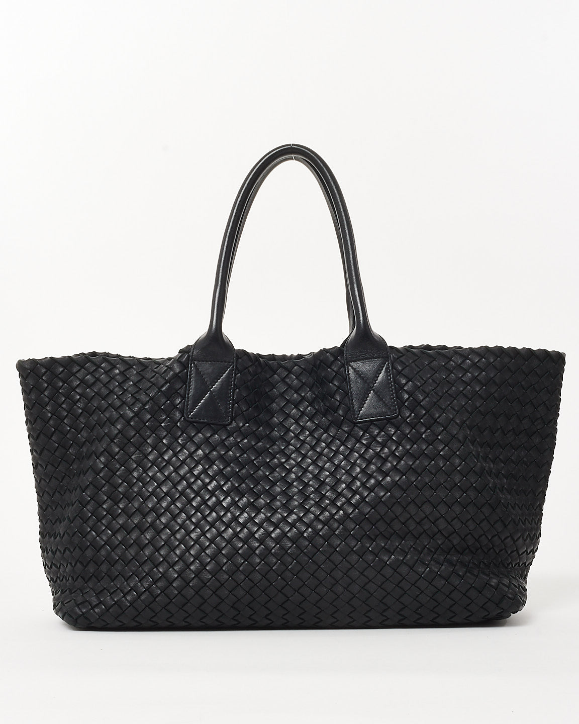 Bottega Veneta Black Intrecciato Leather Large Cabat Tote Bag