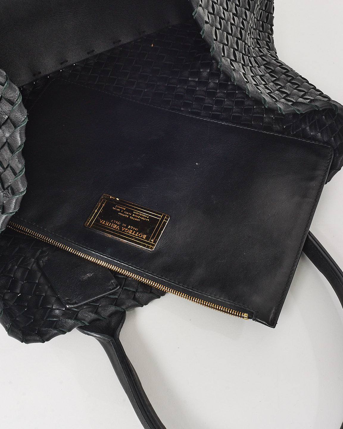 Bottega Veneta Black Intrecciato Leather Large Cabat Tote Bag