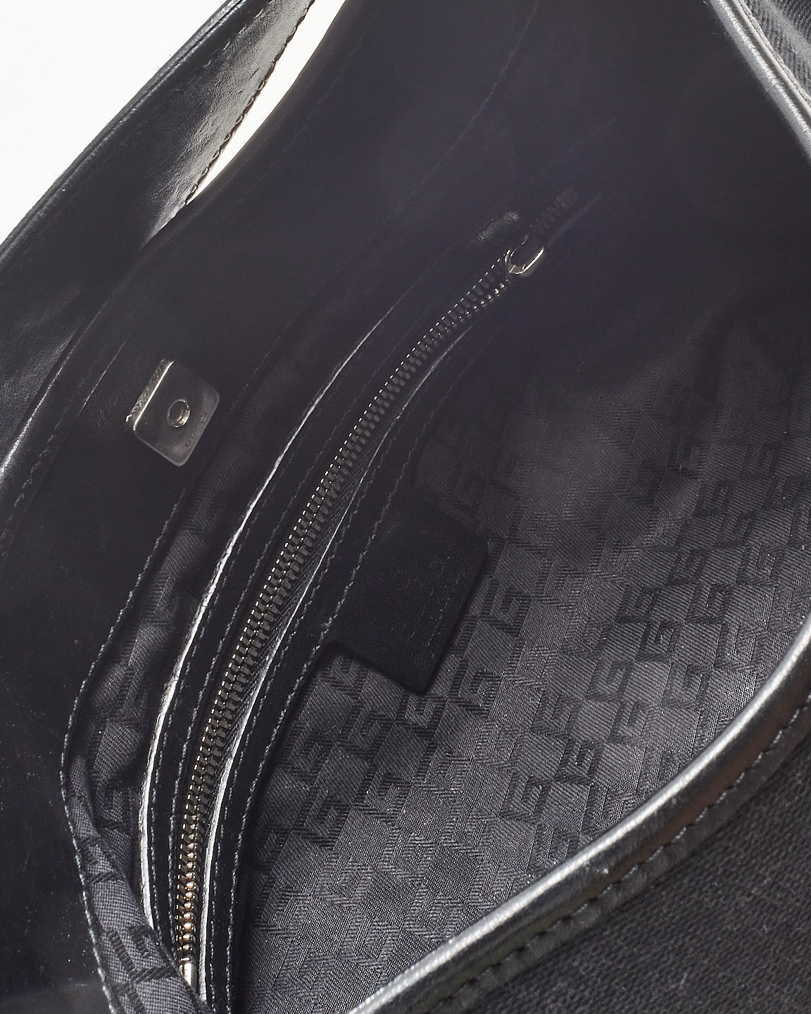 Gucci Black Canvas Interlock G Logo Reins Hobo Shoulder Bag