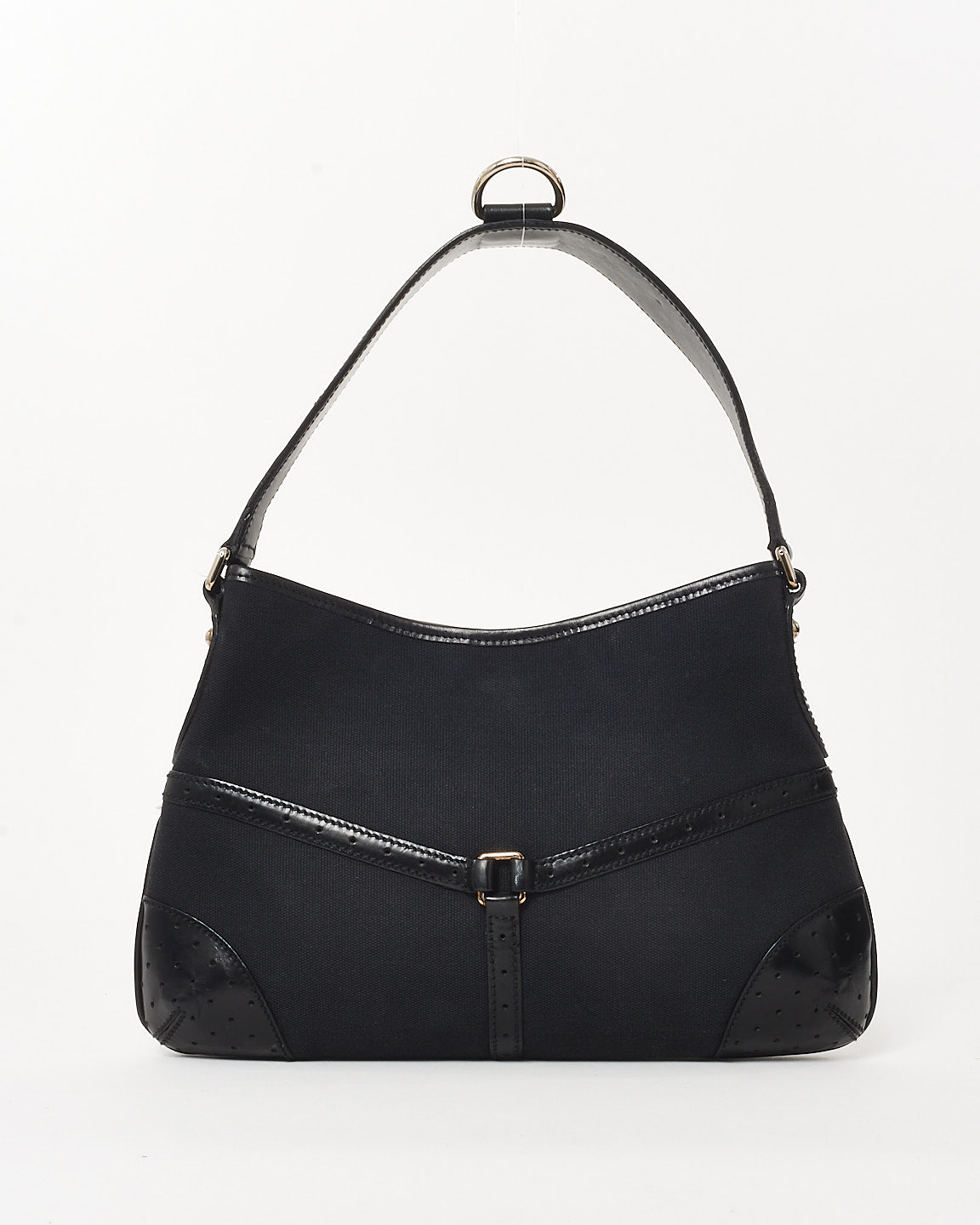 Gucci Black Canvas Interlock G Logo Reins Hobo Shoulder Bag