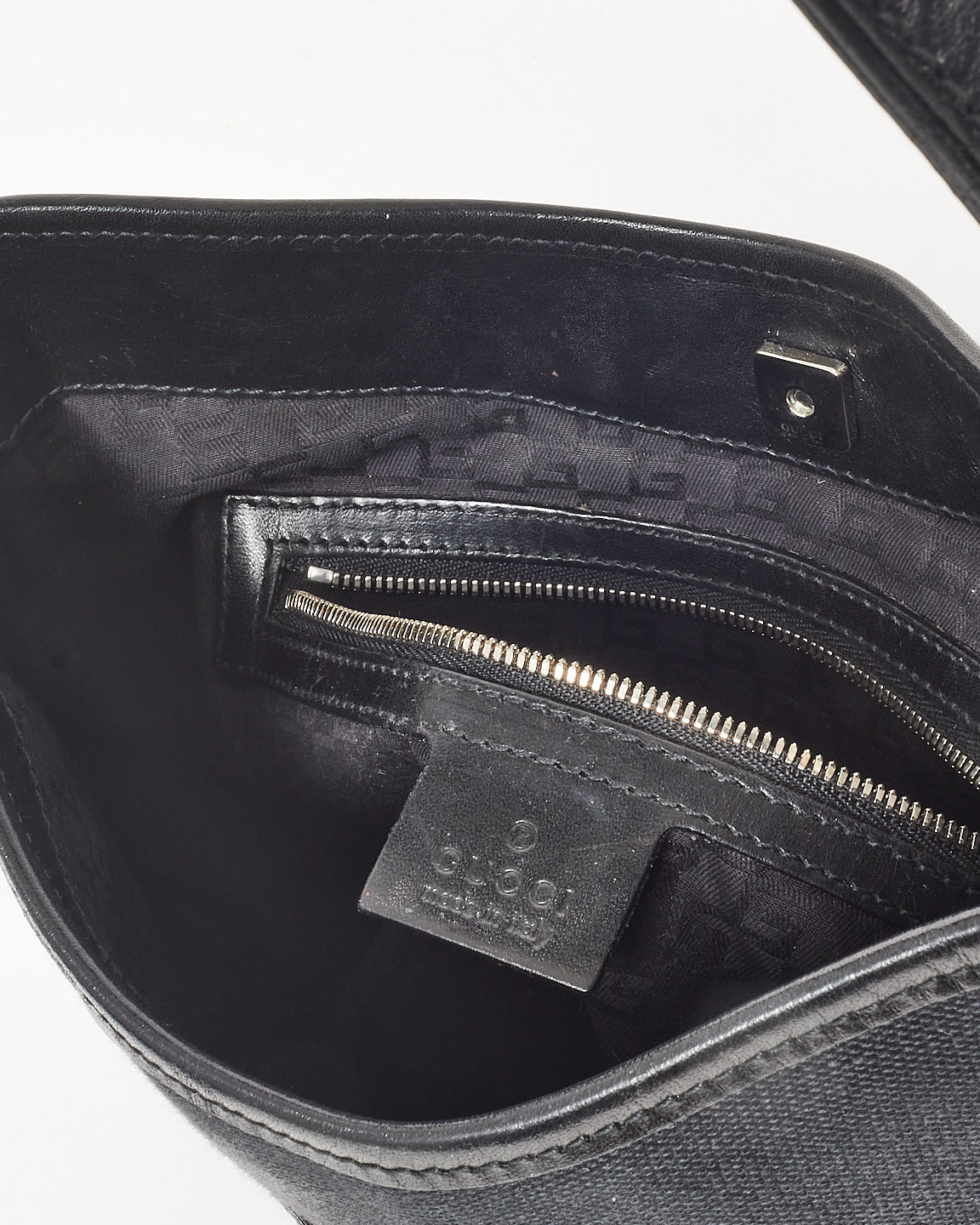 Gucci Black Canvas Interlock G Logo Reins Hobo Shoulder Bag