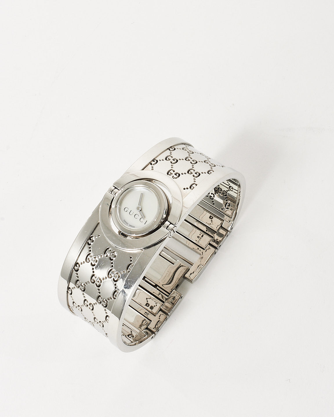 Gucci Sterling Silver GG Monogram 112 Twirl Watch