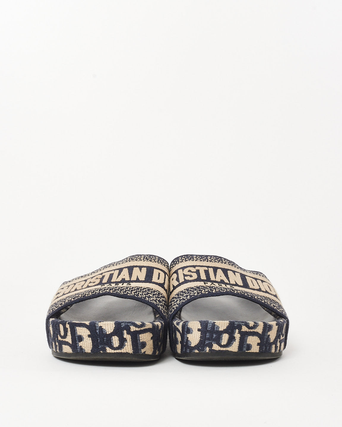 Dior Navy Monogram Oblique D-Way Platform Sandals - 39