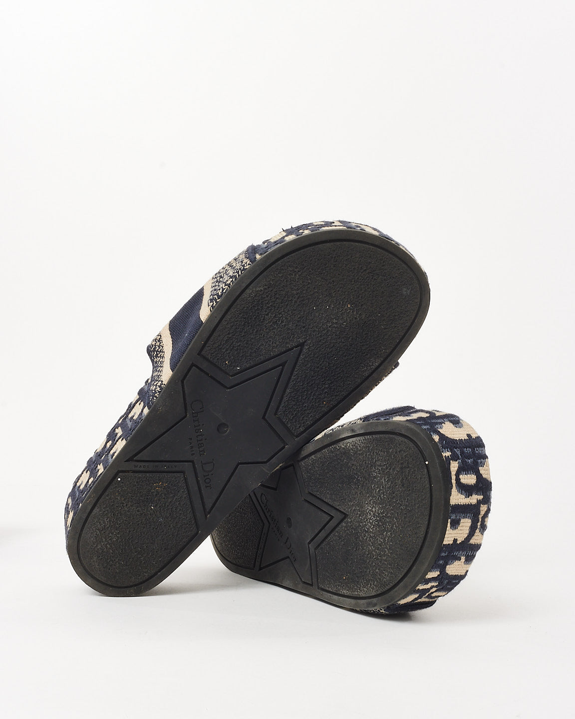 Dior Navy Monogram Oblique D-Way Platform Sandals - 39