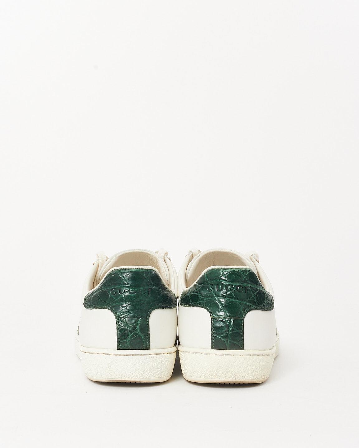 Gucci White Leather W/ Green & Red Stripe Ace Sneakers - 37