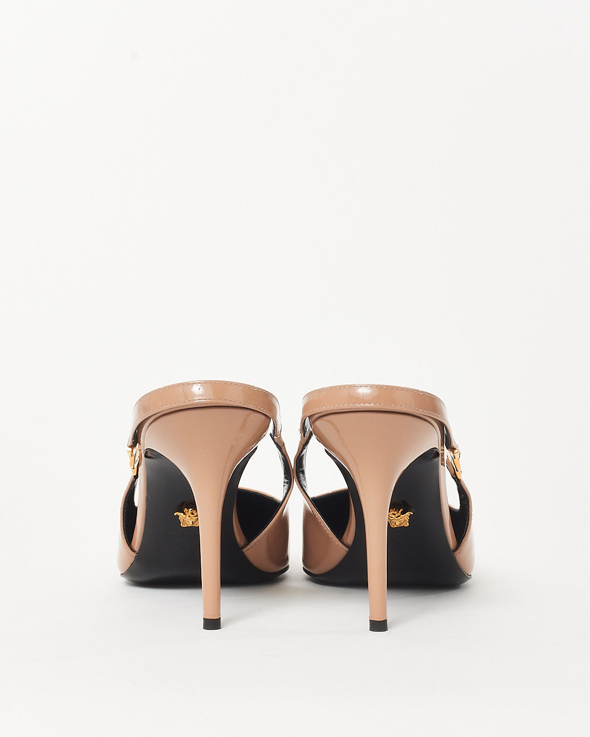 Versace Nude Patent Leather Medusa Head Slingback Pumps - 41