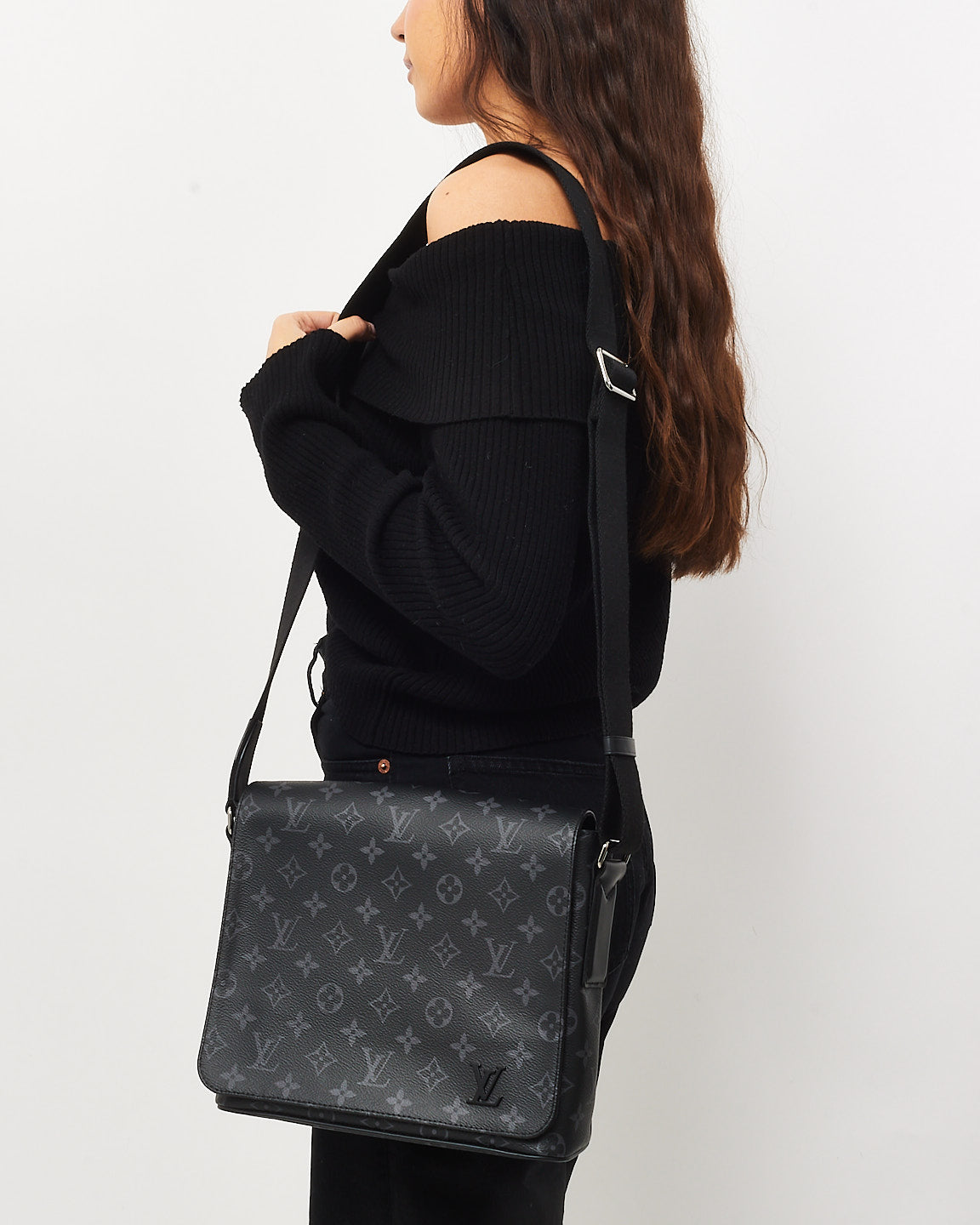 Louis Vuitton Black Monogram Coated Canvas Eclipse District PM Crossbody Bag