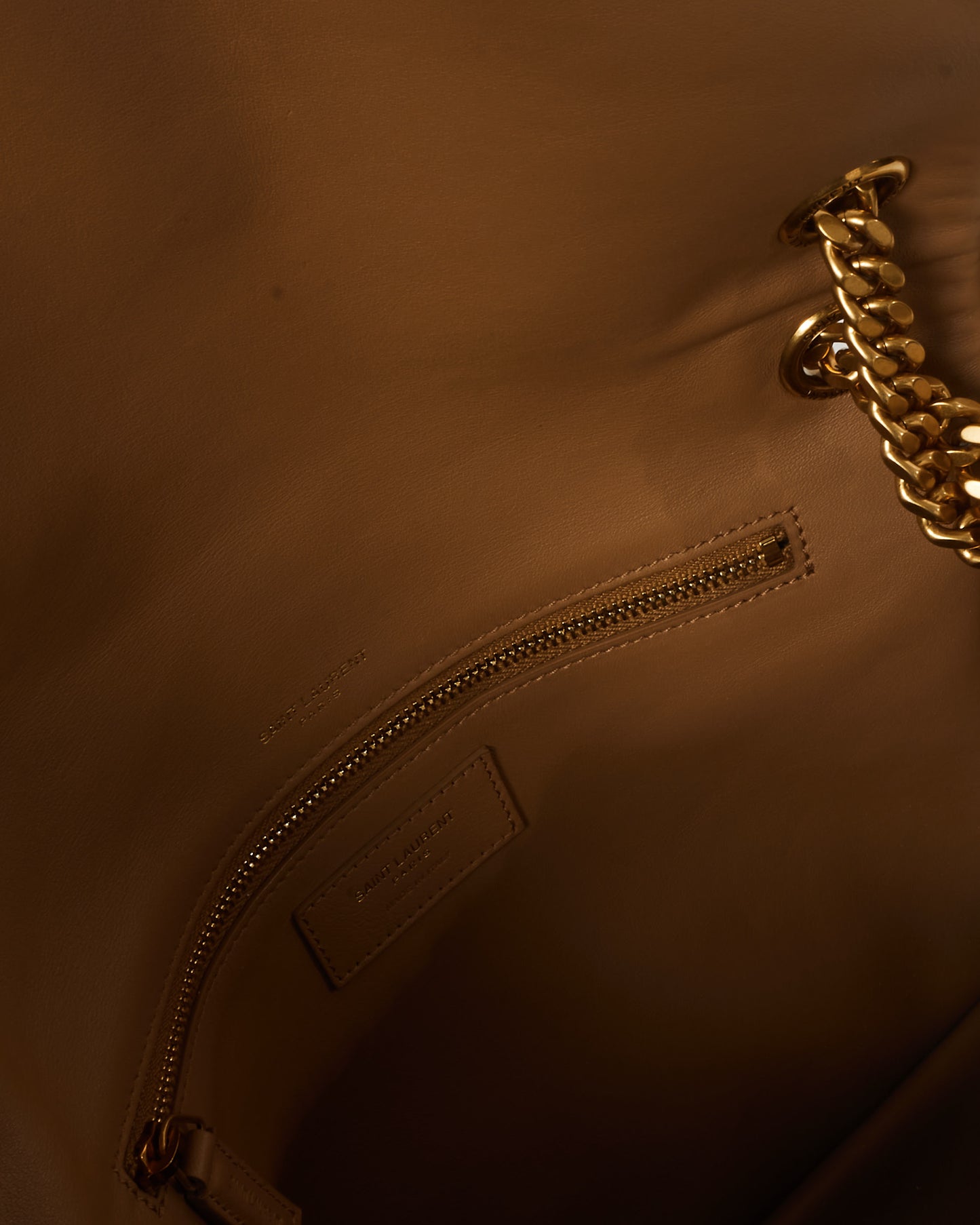 Saint Laurent Tan/Cream Nubuck And Shearling Medium Niki Shoulder Bag