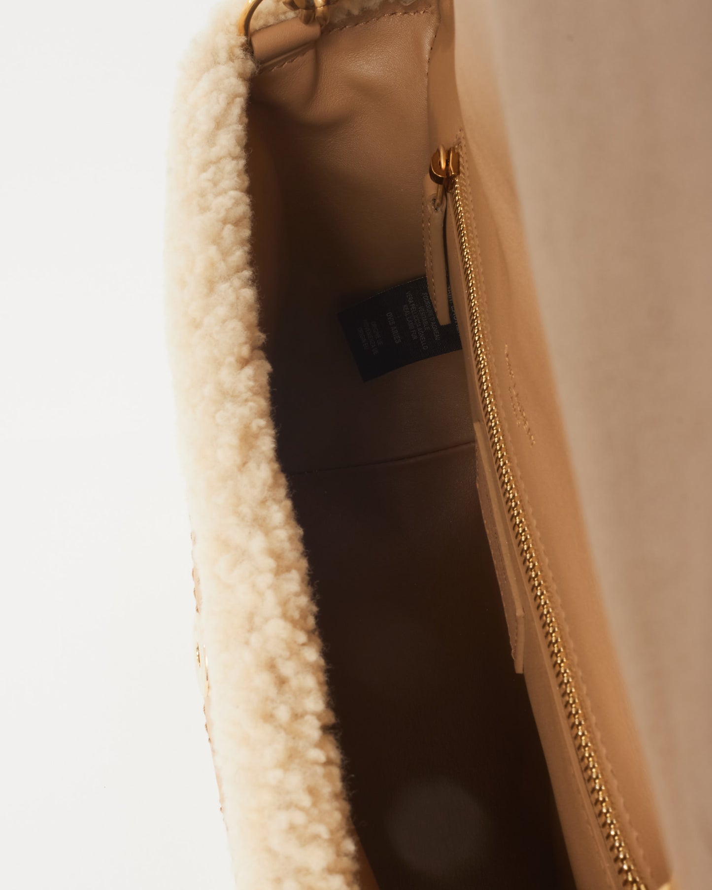 Saint Laurent Tan/Cream Nubuck And Shearling Medium Niki Shoulder Bag