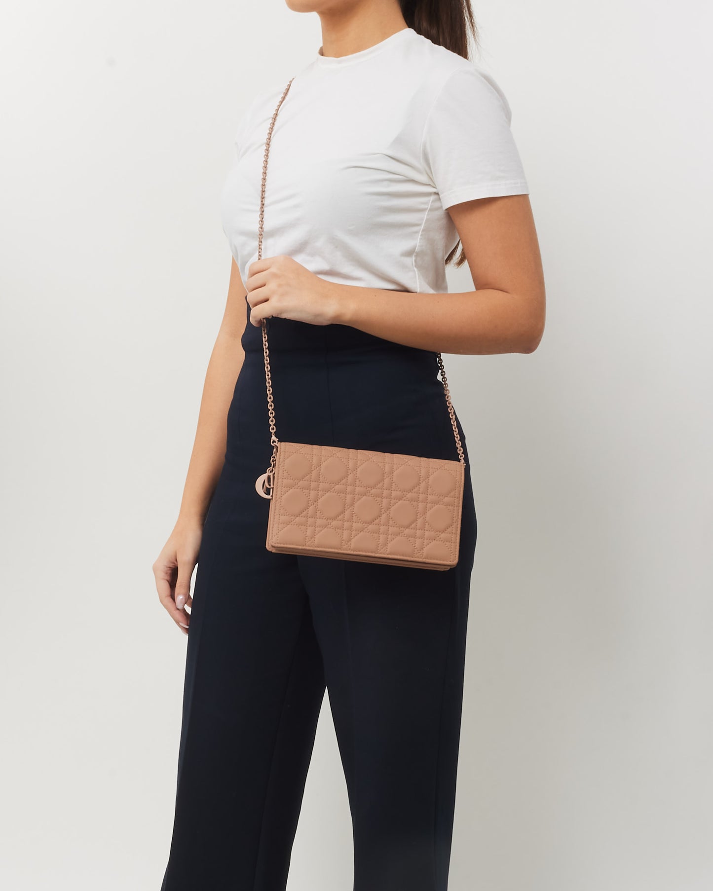 Dior Beige Ultra Matte Cannage Leather Wallet on Chain Crossbody Bag