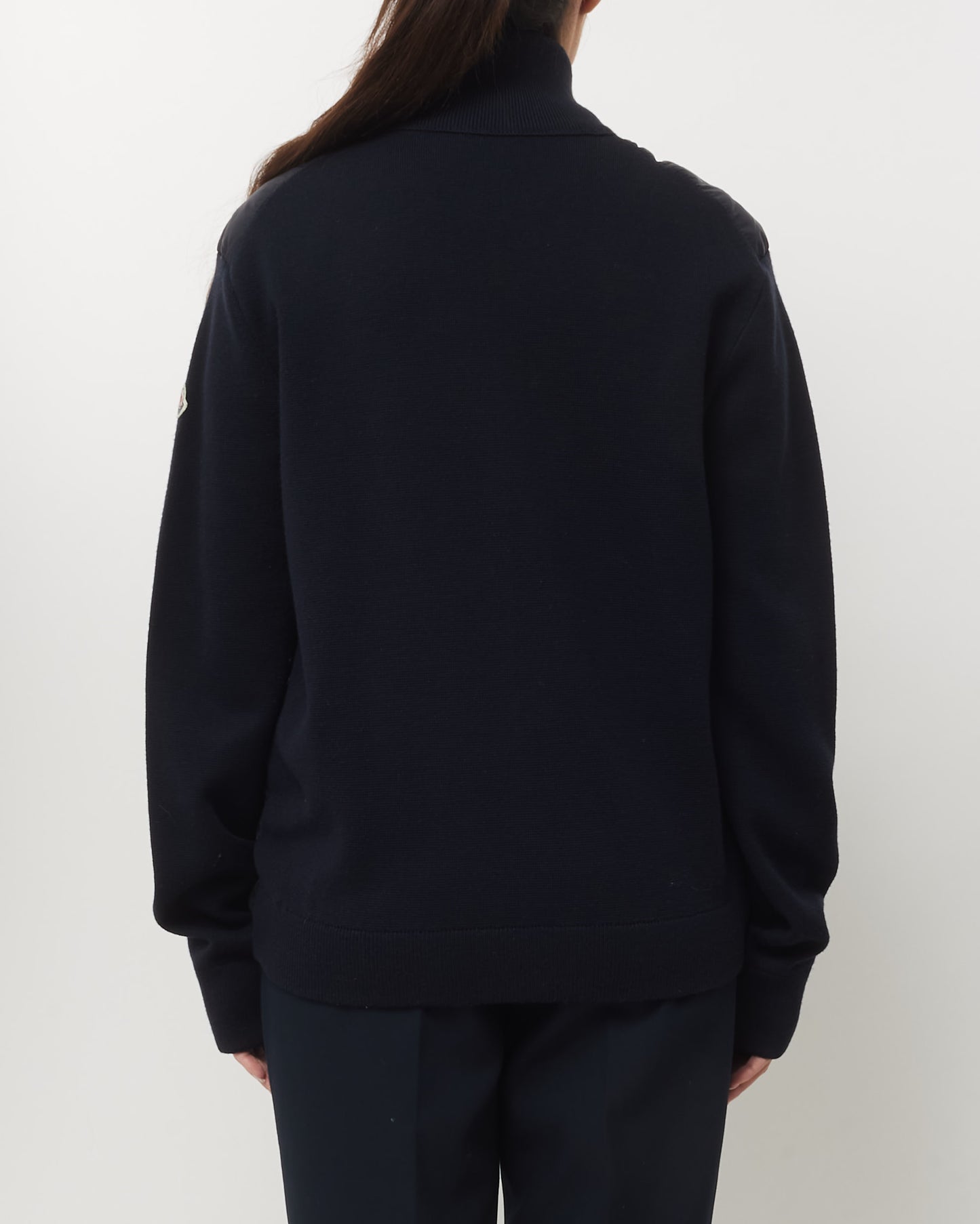 Moncler Men's Navy Quilted Nylon & Knit Cardigan Jacket - L