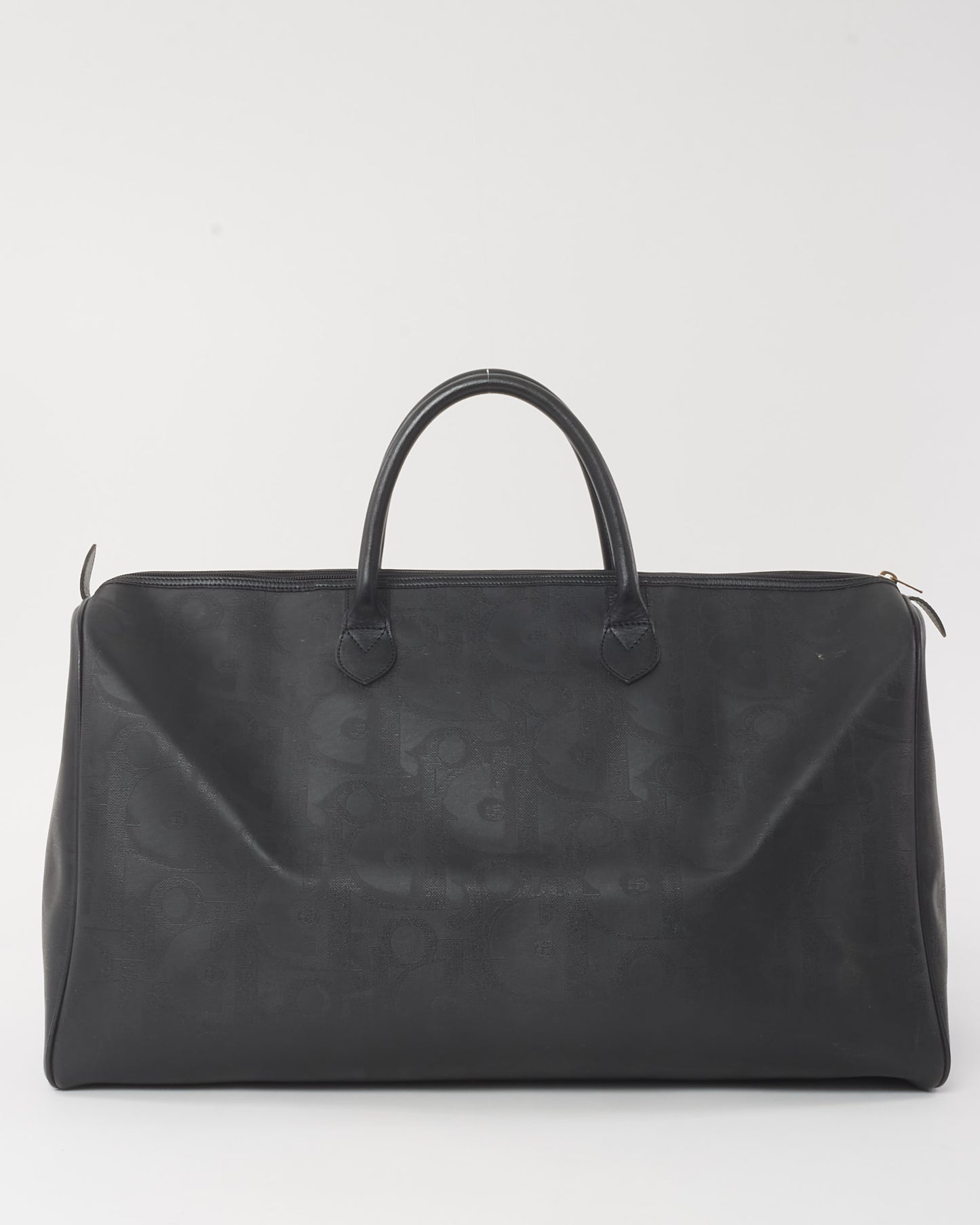 Dior Vintage Black Logo Embossed Diorissimo PVC Duffle Bag