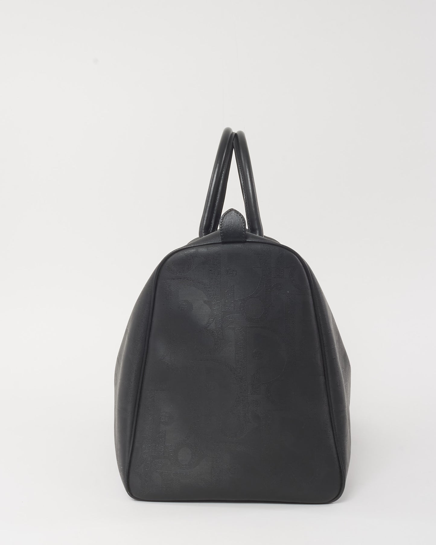 Dior Vintage Black Logo Embossed Diorissimo PVC Duffle Bag