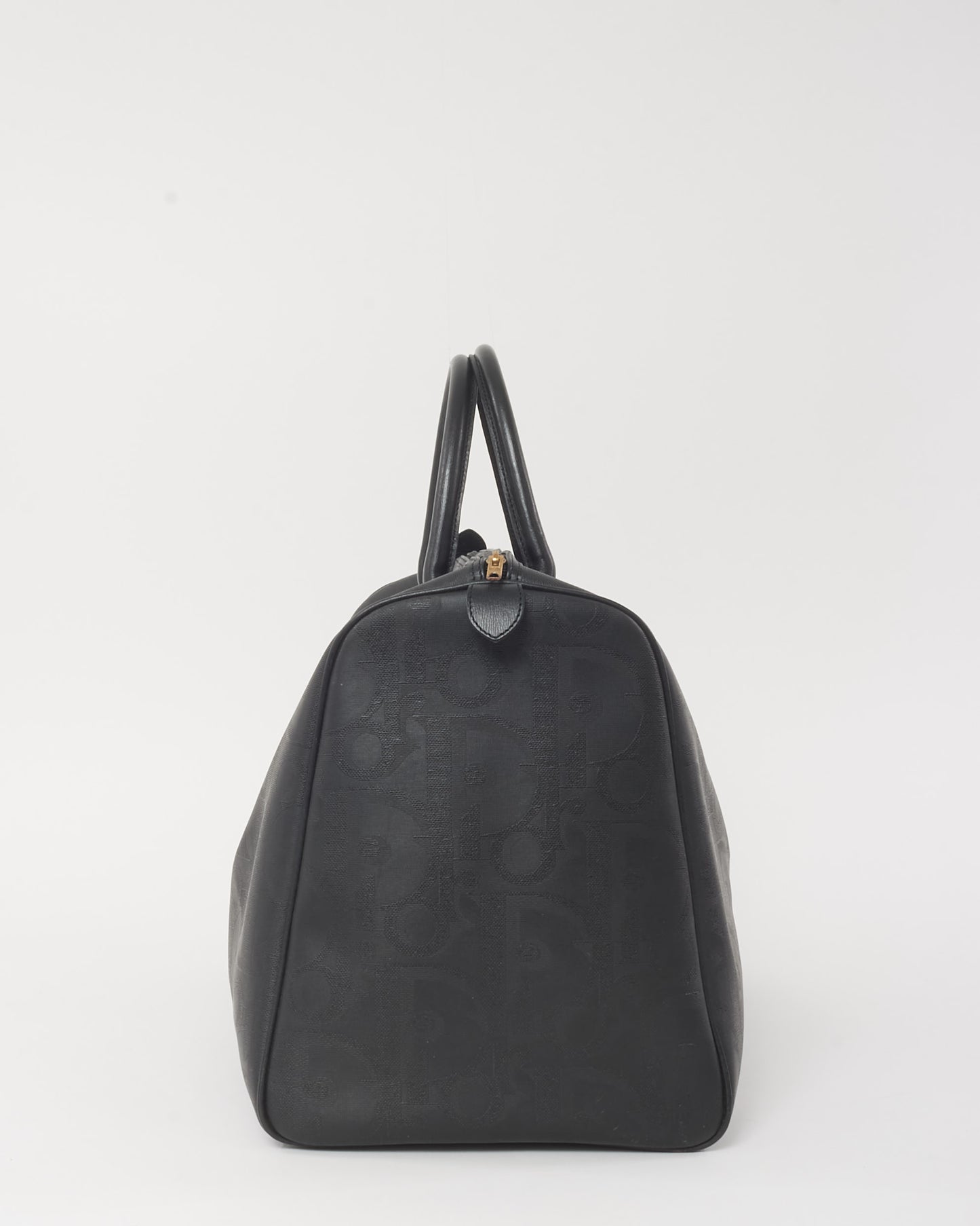 Dior Vintage Black Logo Embossed Diorissimo PVC Duffle Bag