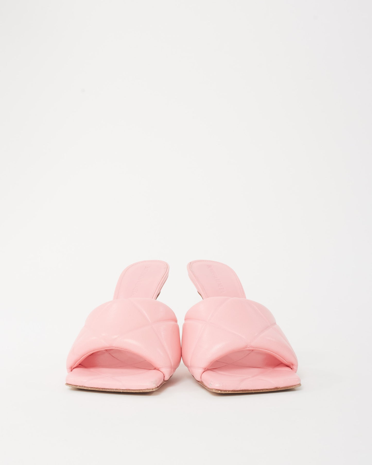 Bottega Veneta Pink Leather Padded Mule Heeled Sandals - 37.5