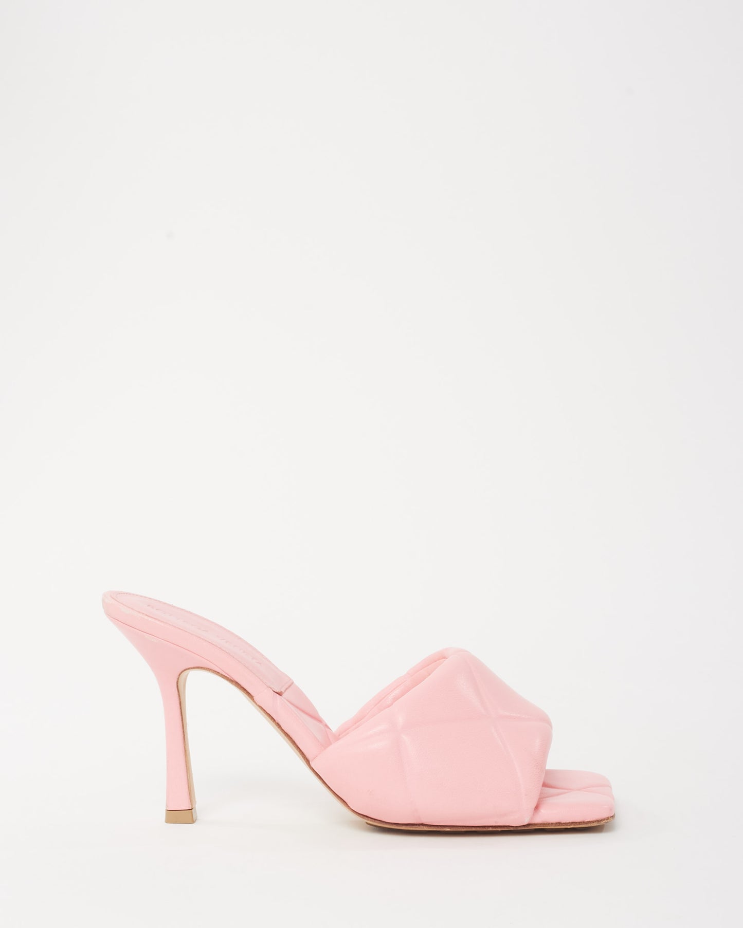 Bottega Veneta Pink Leather Padded Mule Heeled Sandals - 37.5