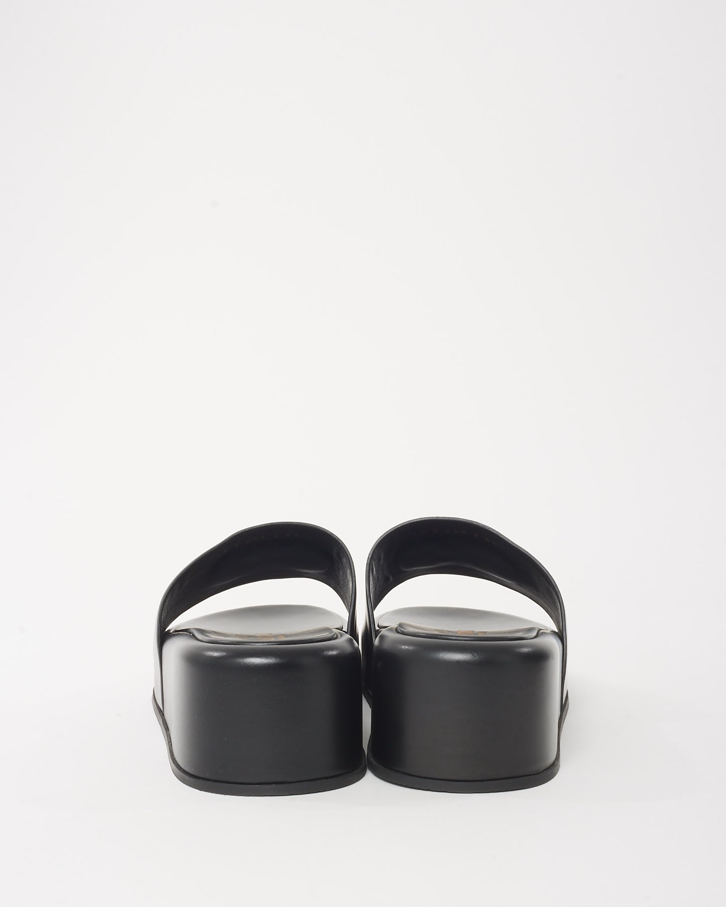 Valentino Black Leather VLogo Signature Platform Slides - 41