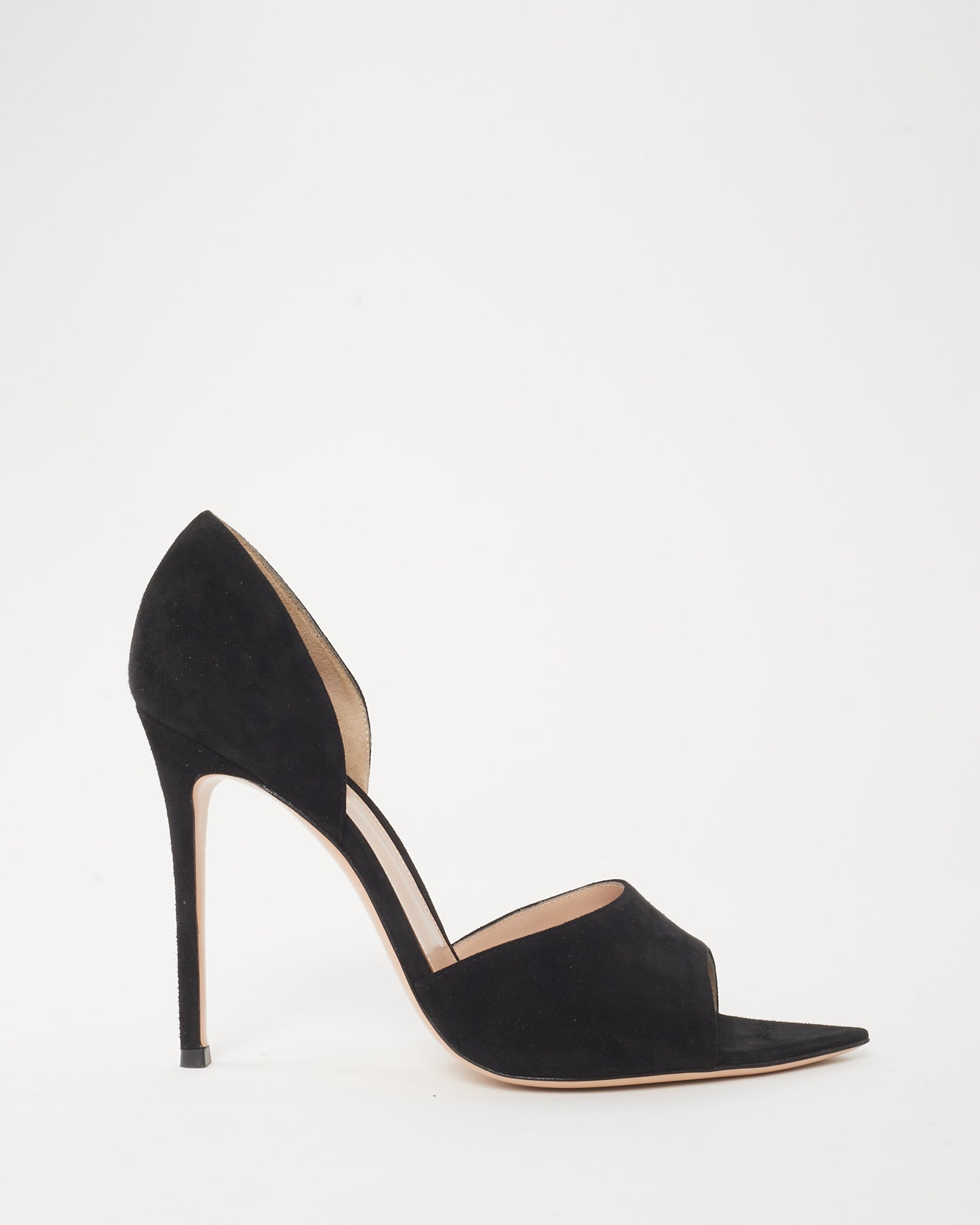 Gianvito Rossi Black Suede Open-Toe Camnero Pumps - 41.5