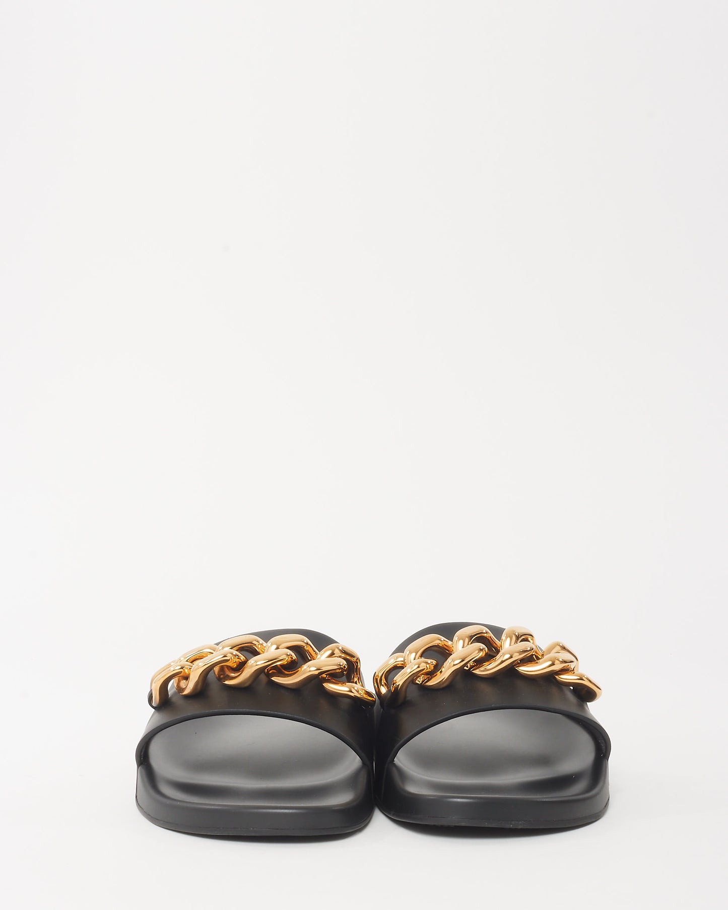 Versace Black Leather Chain Medusa Head Slide Sandals - 41