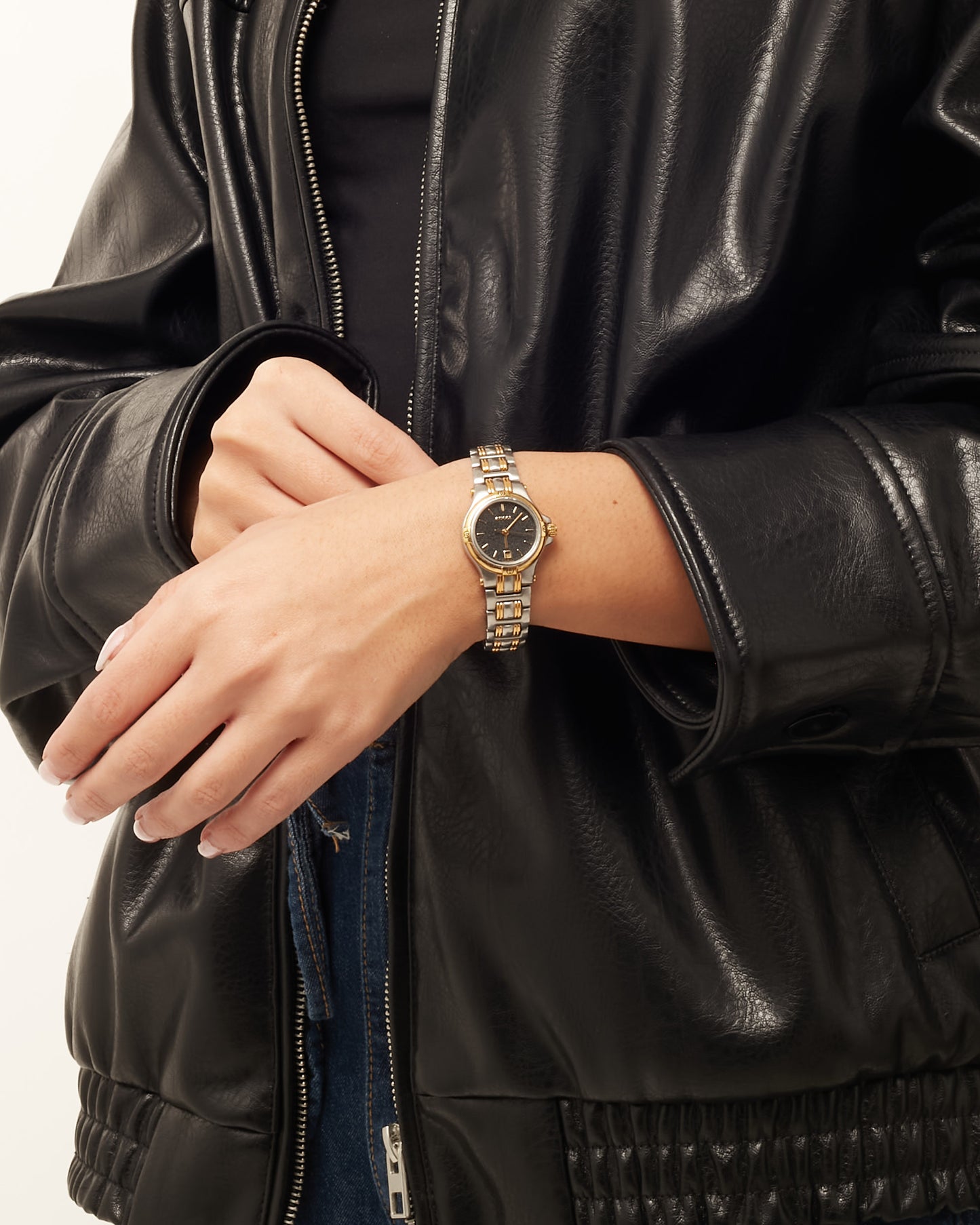 Gucci Vintage Steel & Gold Two-Tone Black Dial 9040 Watch