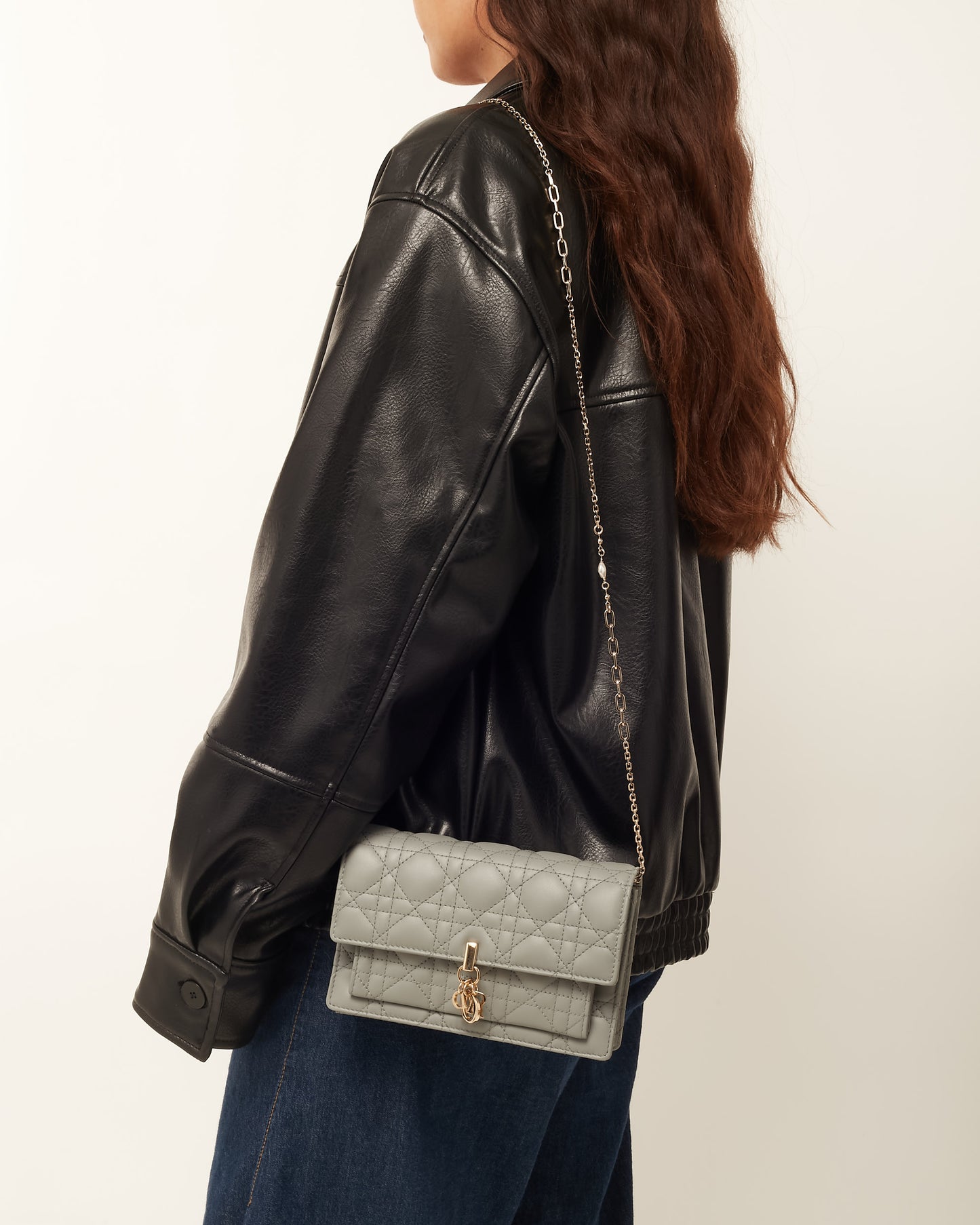 Dior Grey Cannage Lambskin Leather My Dior Daily Pouch Crossbody Bag