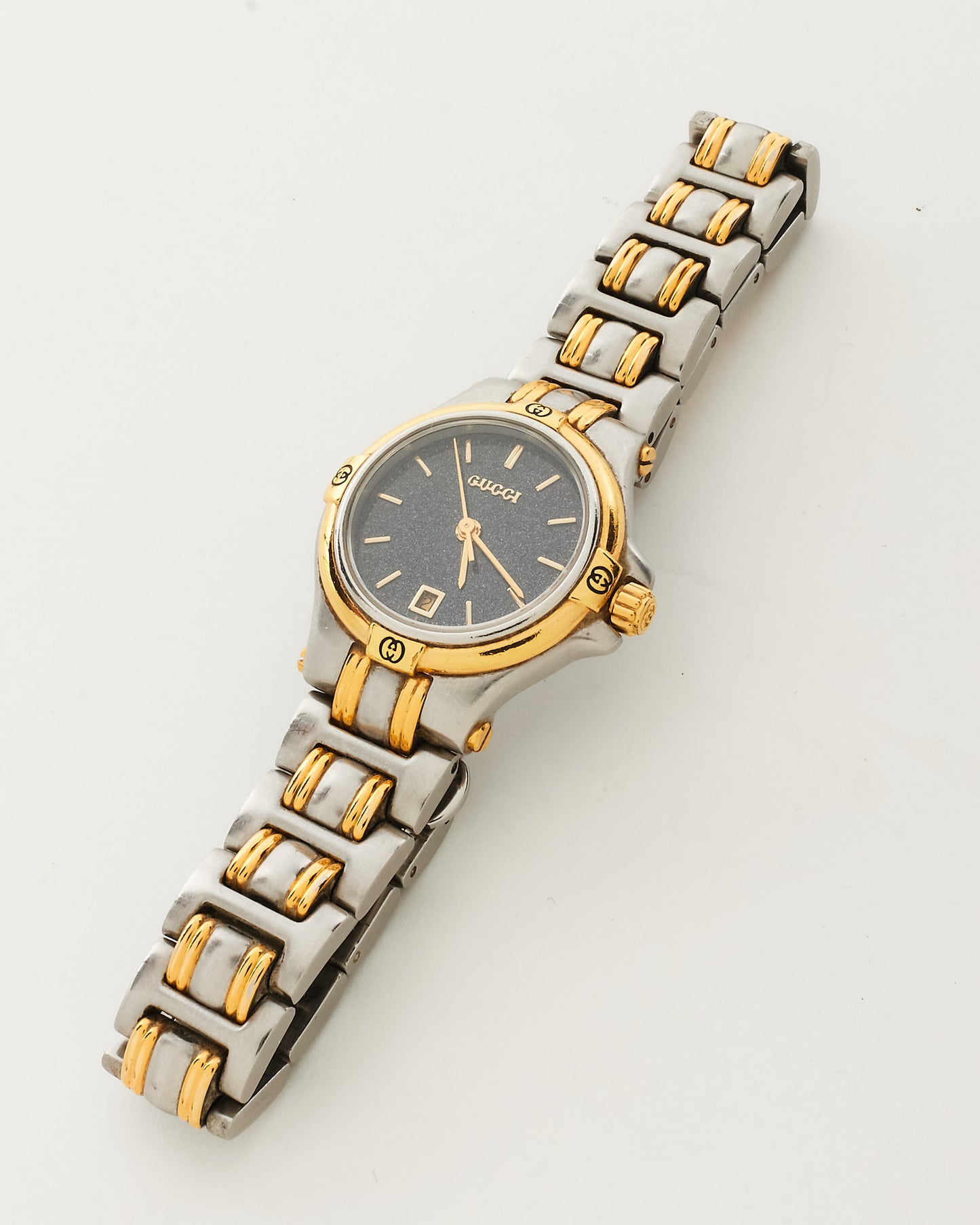 Gucci Vintage Steel & Gold Two-Tone Black Dial 9040 Watch