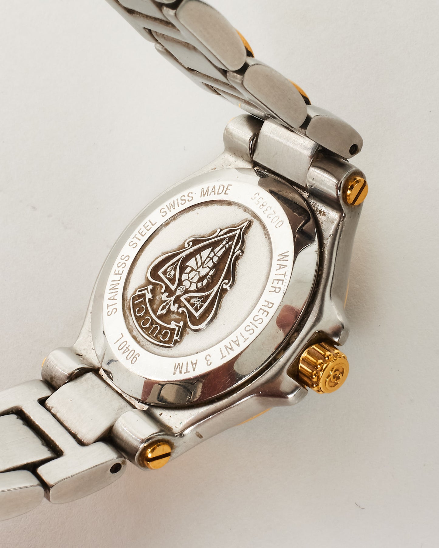 Gucci Vintage Steel & Gold Two-Tone Black Dial 9040 Watch